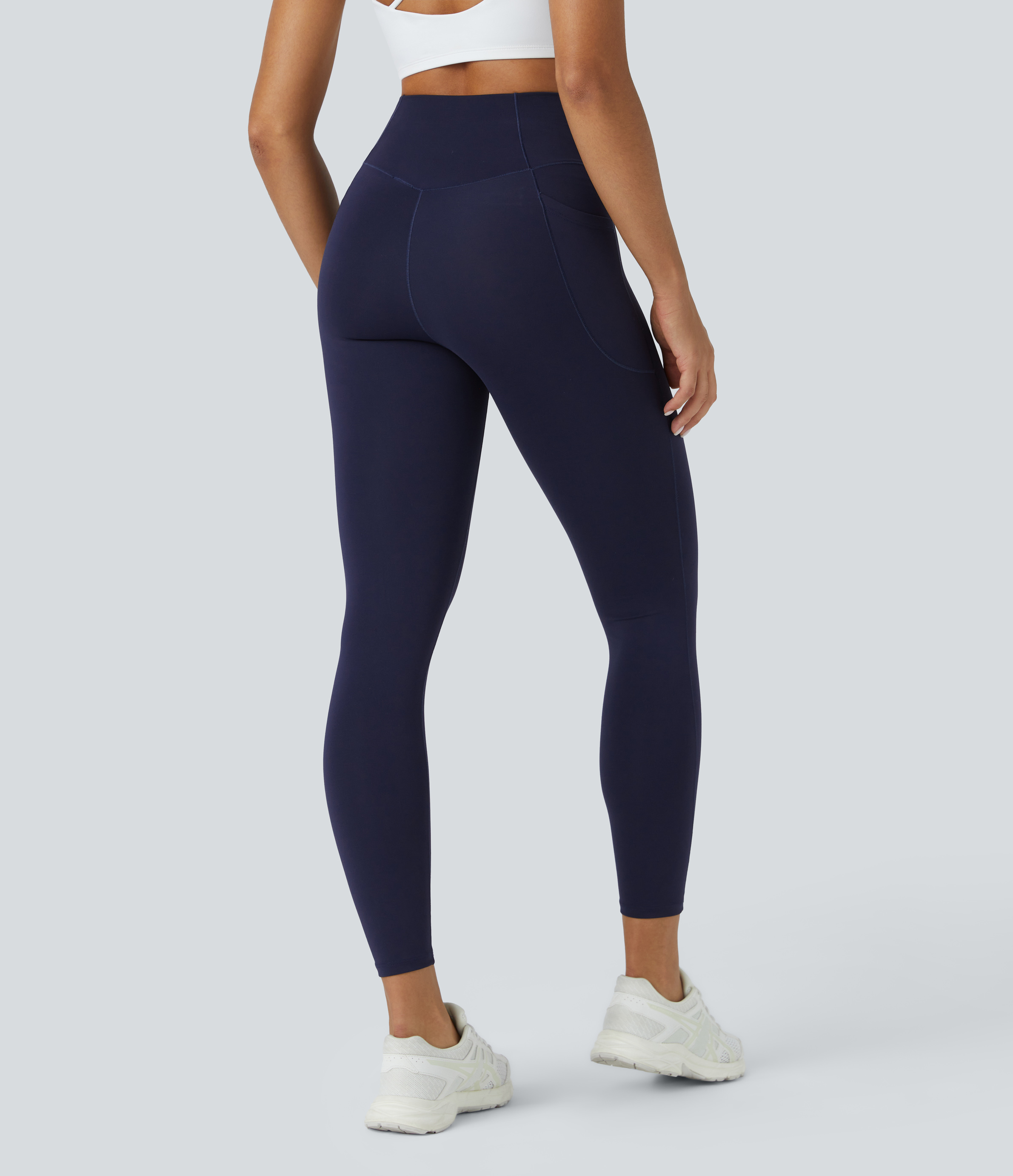 Halara SpeedWaveв„ў High Waisted Crossover Pocket Quick Dry 7/8 Workout Leggings  - Inkling - L(7/8) gym leggings leggings with pockets 