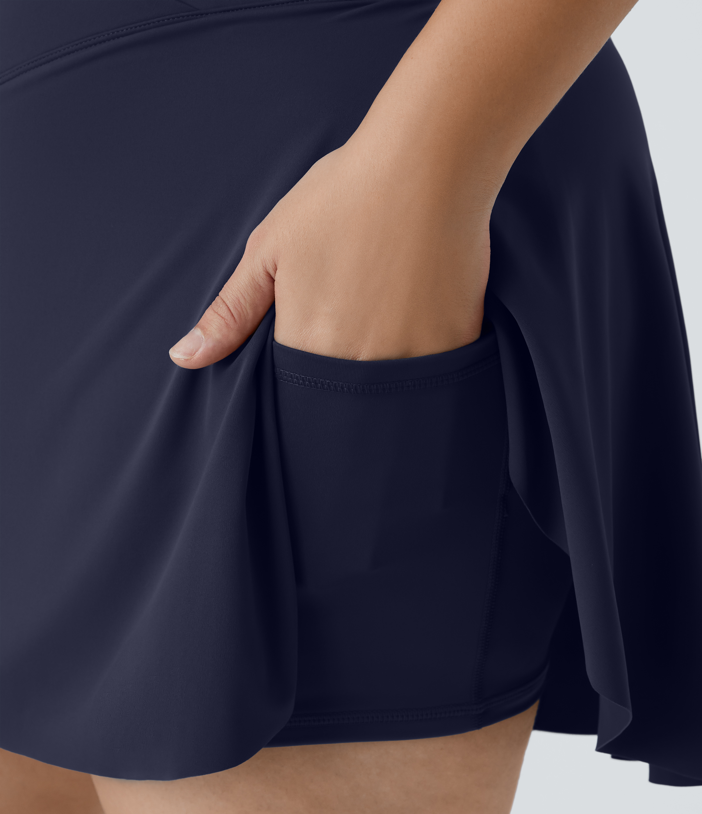 Halara Everyday Cloudfulв„ў Air Fabric Crossover Side Pocket 2-in-1 Cool Touch Tennis Plus Size Skirt-Lucid  - Peacoat - 3X 
