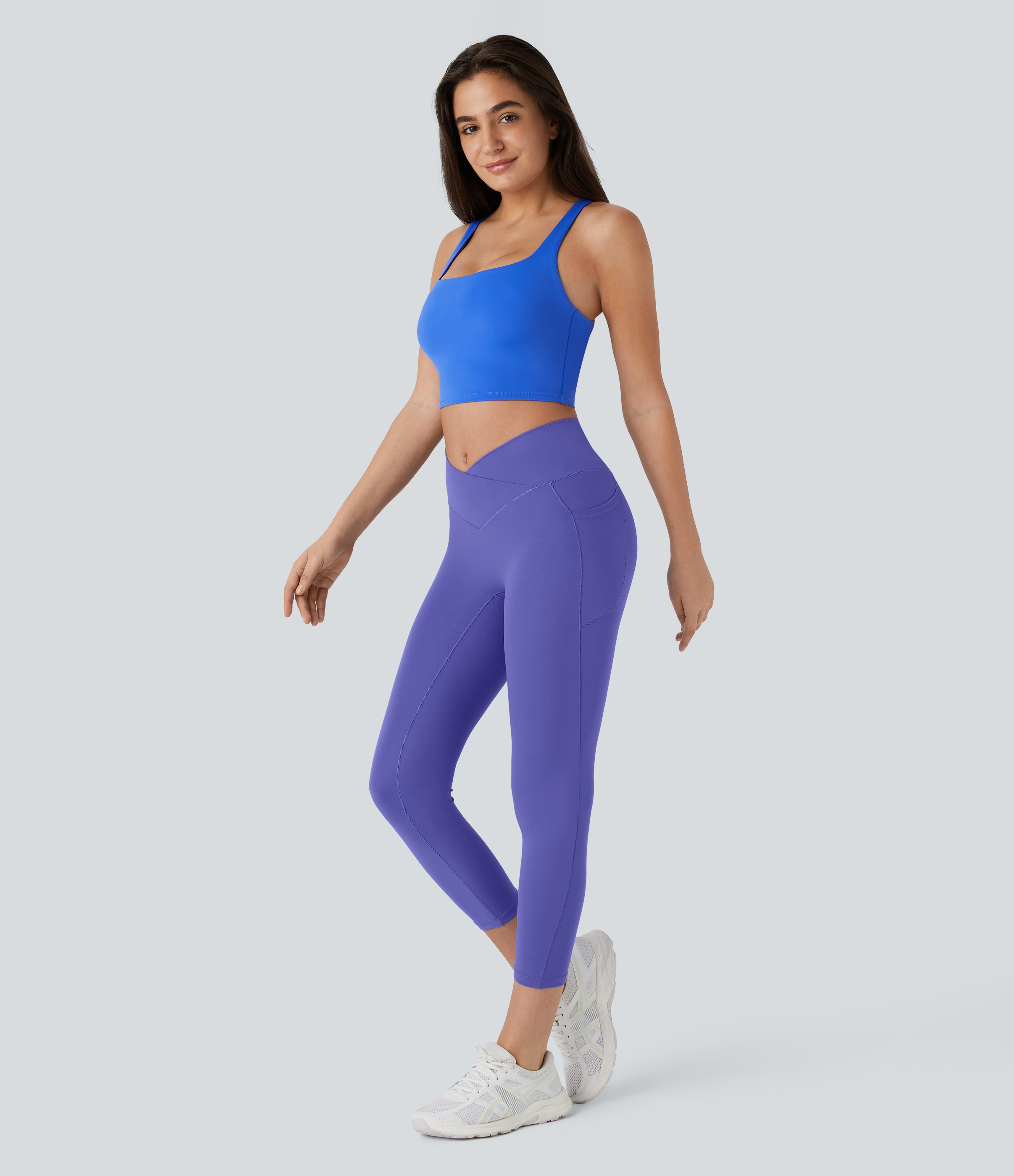 Halara Softlyzeroв„ў High Waisted Crossover Pocket Capri Yoga Leggings-UPF50+  - Misty Lavender - L gym leggings leggings with pockets 