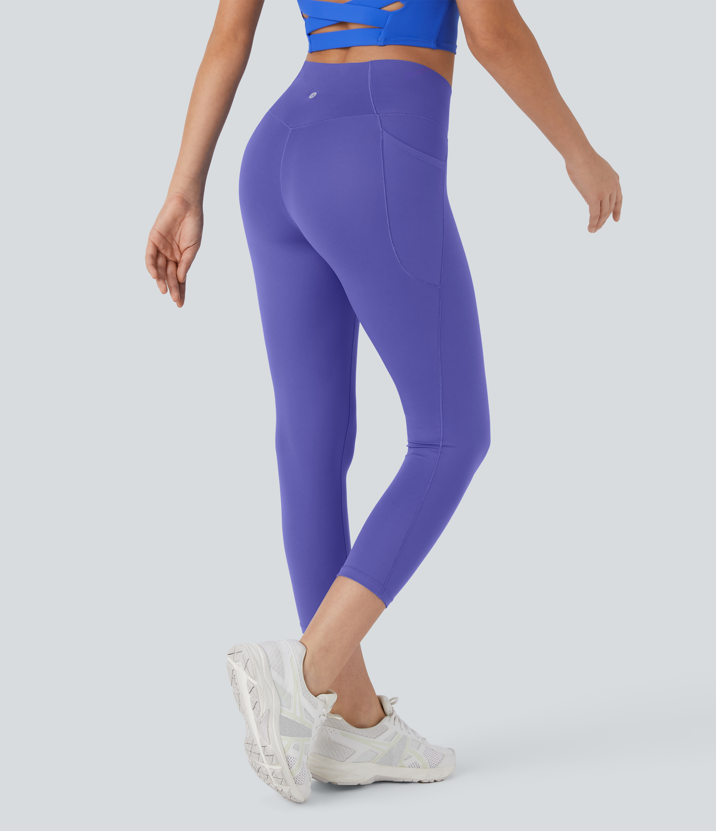Halara Softlyzeroв„ў High Waisted Crossover Pocket Capri Yoga Leggings-UPF50+  - Misty Lavender - L gym leggings leggings with pockets 