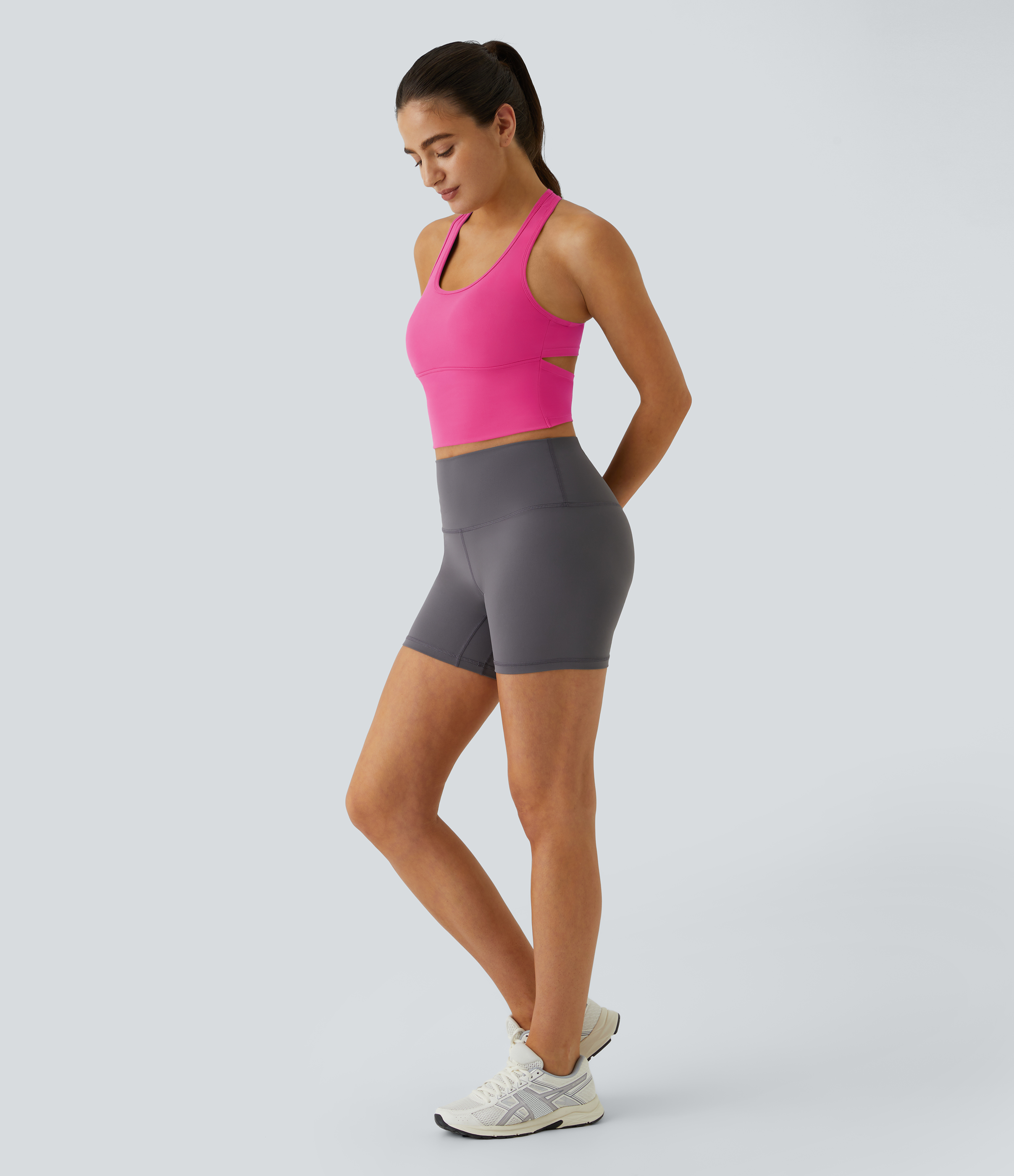 Halara In My Feels Cloudfulв„ў Fabric U Neck Backless Racerback Cut Out Cropped Yoga Tank Top Tank Top - Fuchsia Purple - S golf tops 