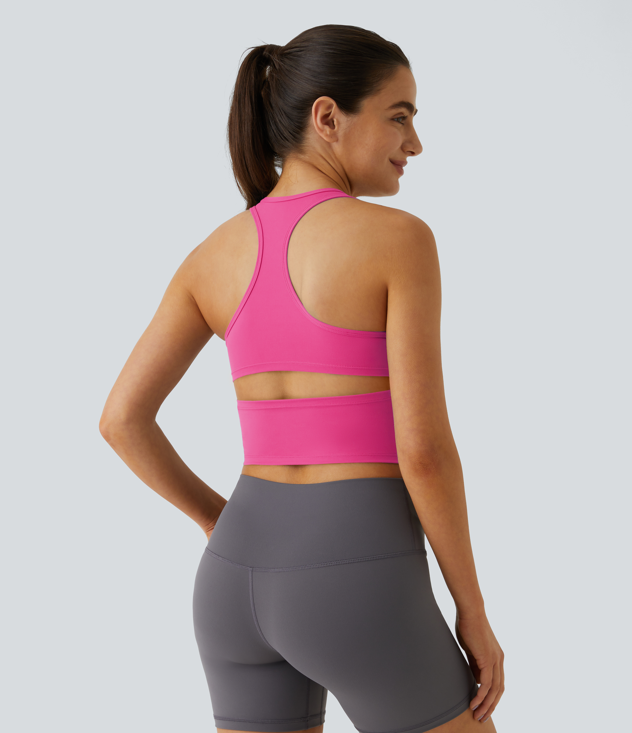 Halara In My Feels Cloudfulв„ў Fabric U Neck Backless Racerback Cut Out Cropped Yoga Tank Top Tank Top - Fuchsia Purple - S golf tops 