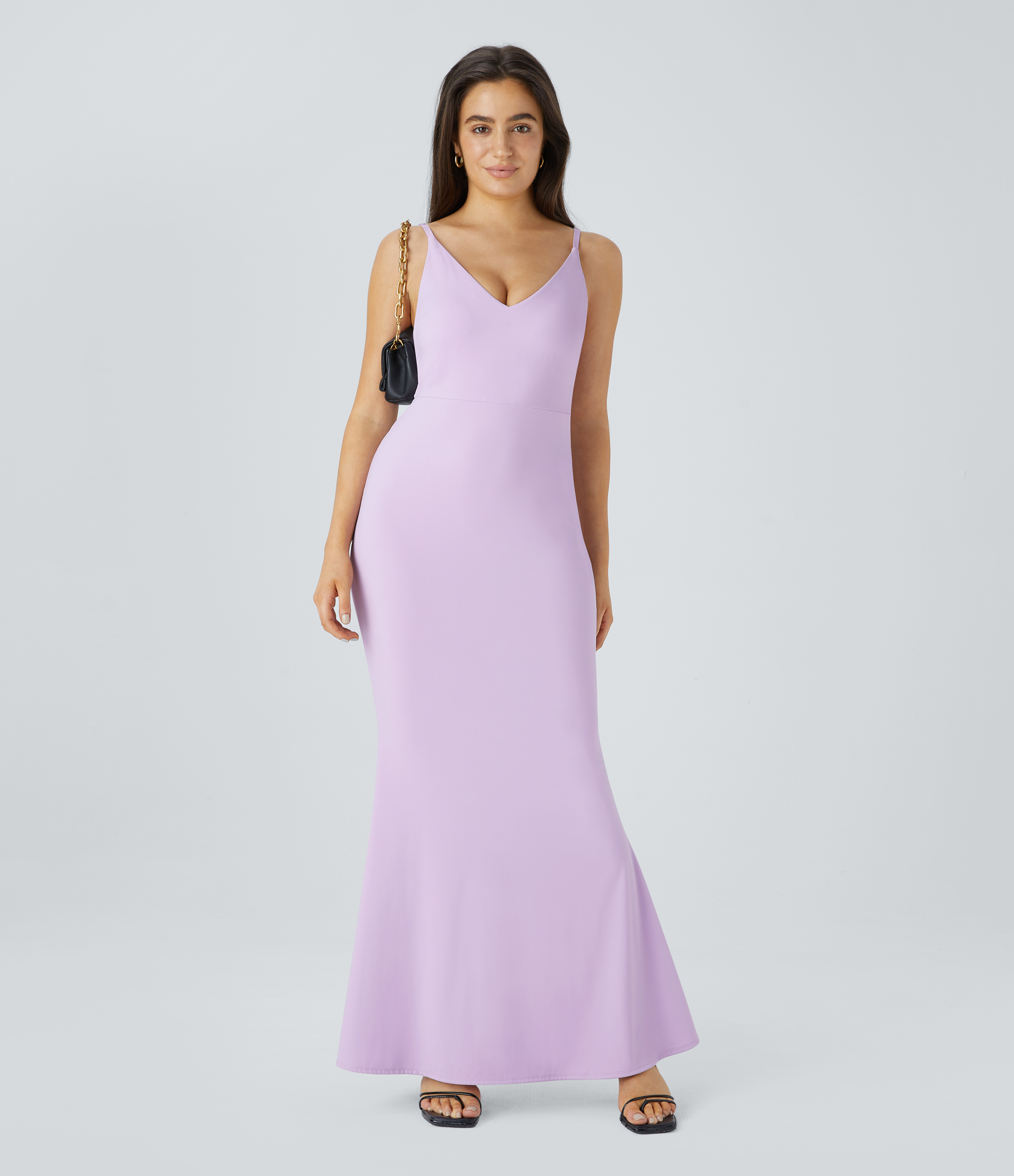Halara Softlyzeroв„ў Airy Backless Adjustable Strap Maxi Mermaid Slip Cool Touch Bridesmaid and Wedding Guest Dress-UPF50+ Casual Dress - Pink Orchid - S 