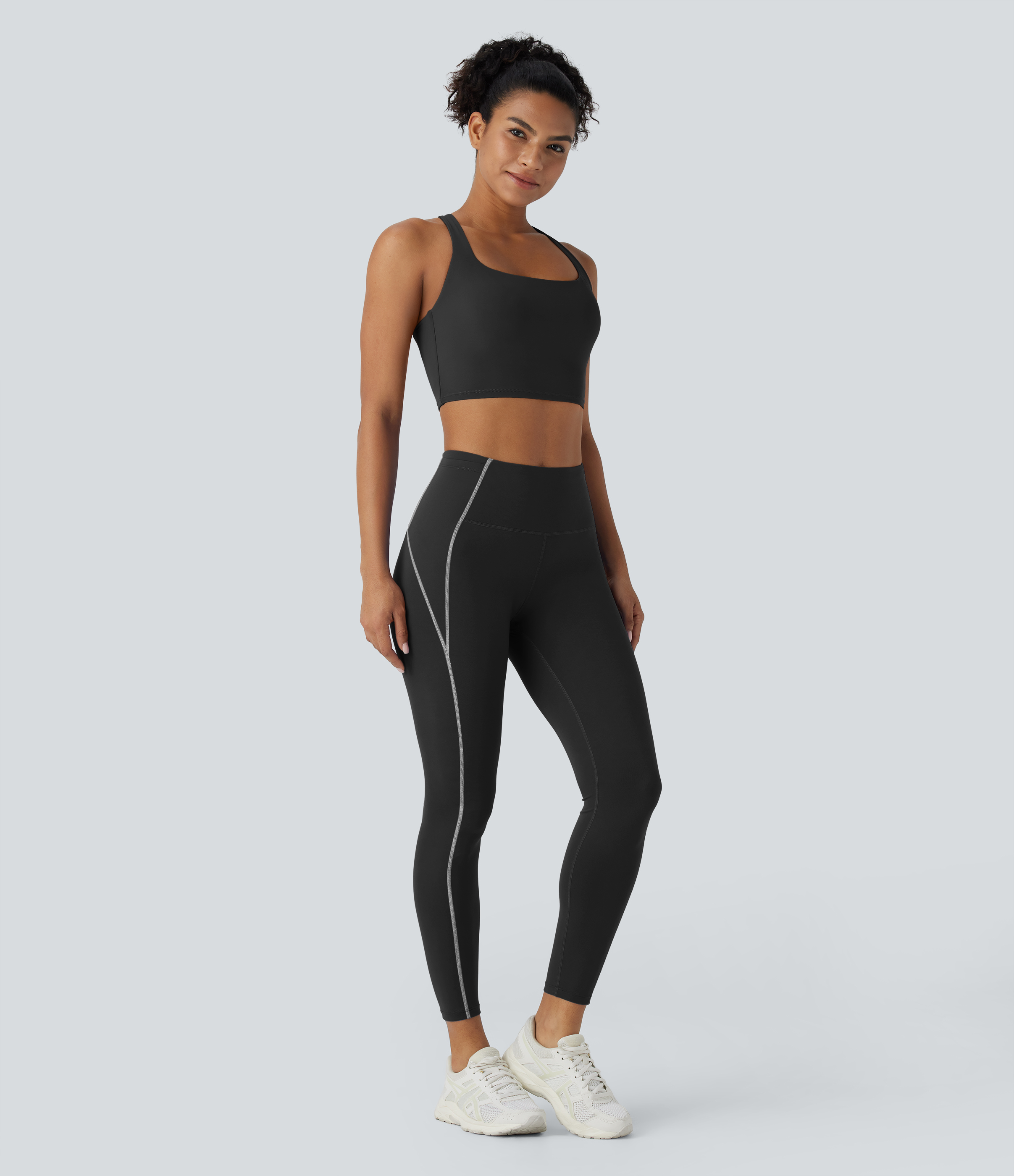 Halara SpeedWaveв„ў High Waisted Multiple Pockets Reflective Top-stitching Quick Dry Hiking 7/8 Leggings  - Black - L(7/8) gym leggings 