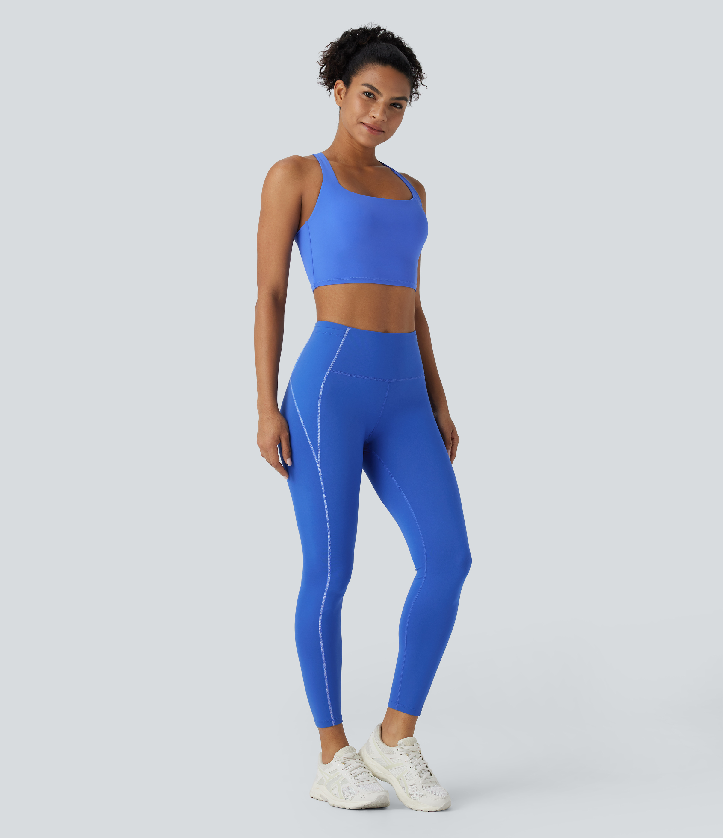 Halara SpeedWaveв„ў High Waisted Multiple Pockets Reflective Top-stitching Quick Dry Hiking 7/8 Leggings  - Bluebird Cyan - L(7/8) gym leggings 