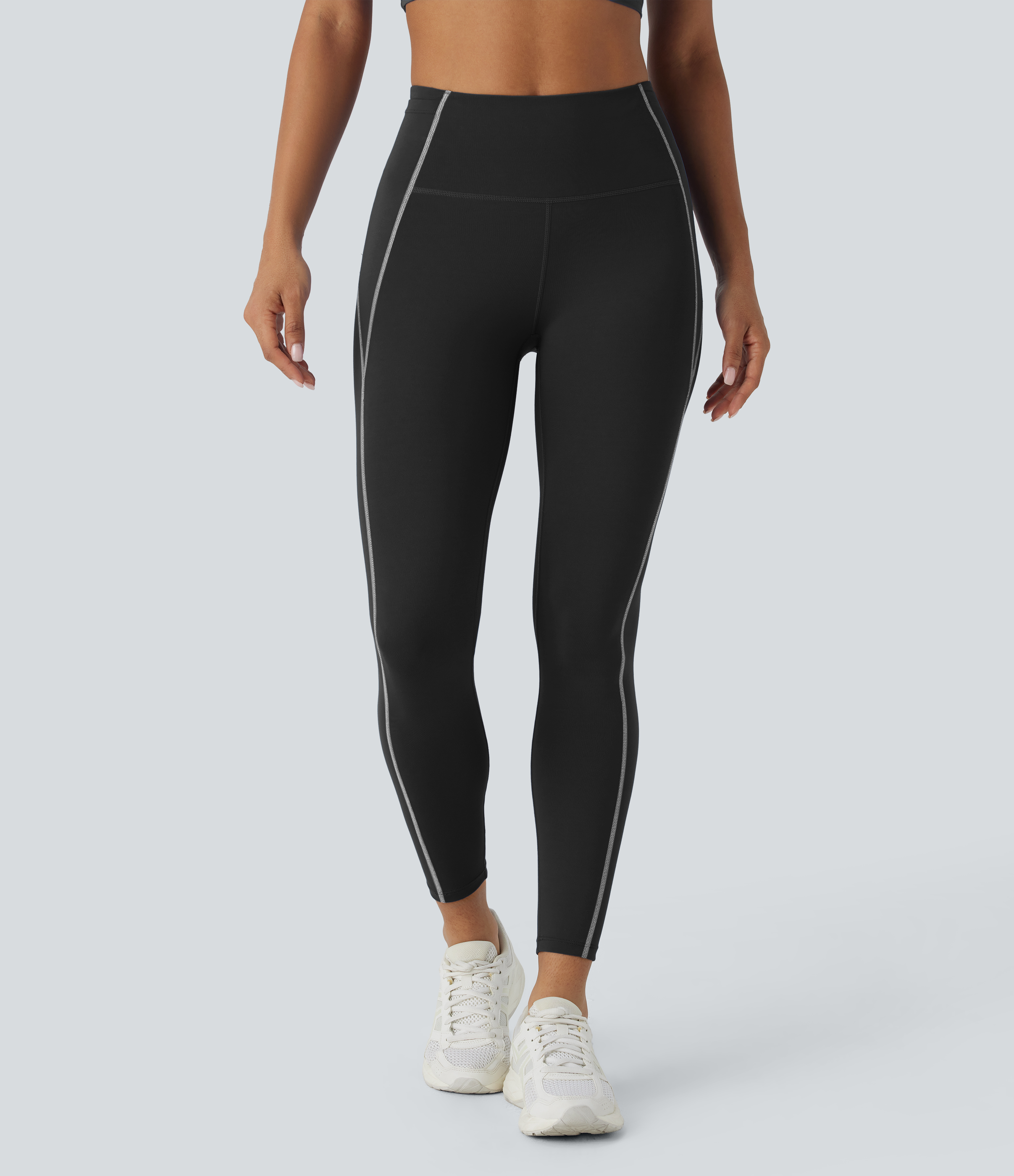 Halara SpeedWaveв„ў High Waisted Multiple Pockets Reflective Top-stitching Quick Dry Hiking 7/8 Leggings  - Black - L(7/8) gym leggings 