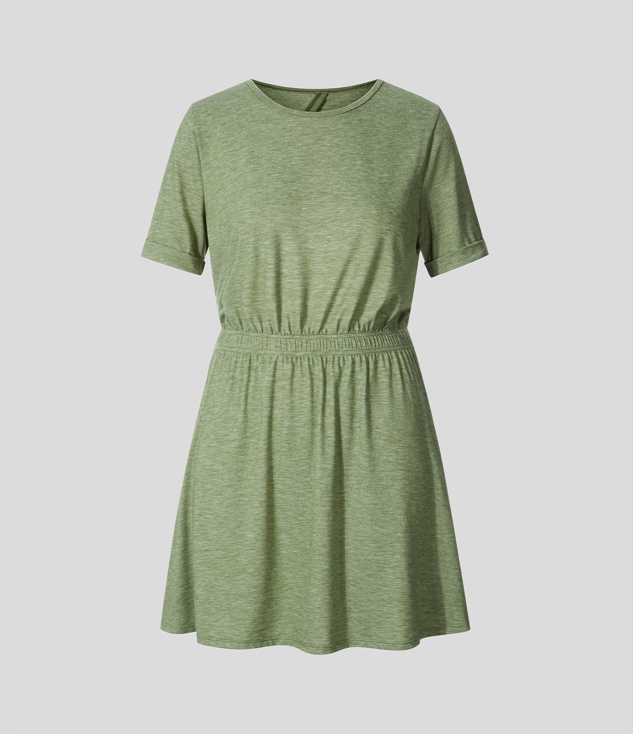 Halara Round Neck Short Sleeve Backless Cut Out Mini Casual Dress Casual Dress - Light Green Floral Yarn - M slip dress beach dress 