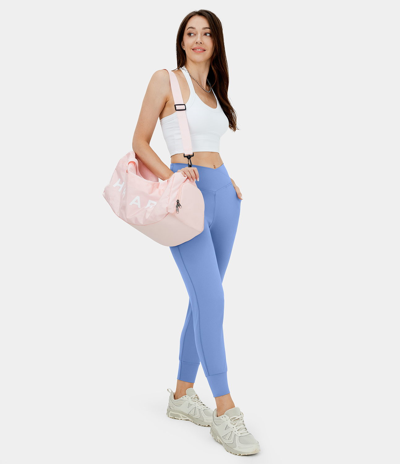 Halara Softlyzeroв„ў Plush High Waisted Crossover Side Pocket Yoga Joggers  - Cornflower Blue - M 