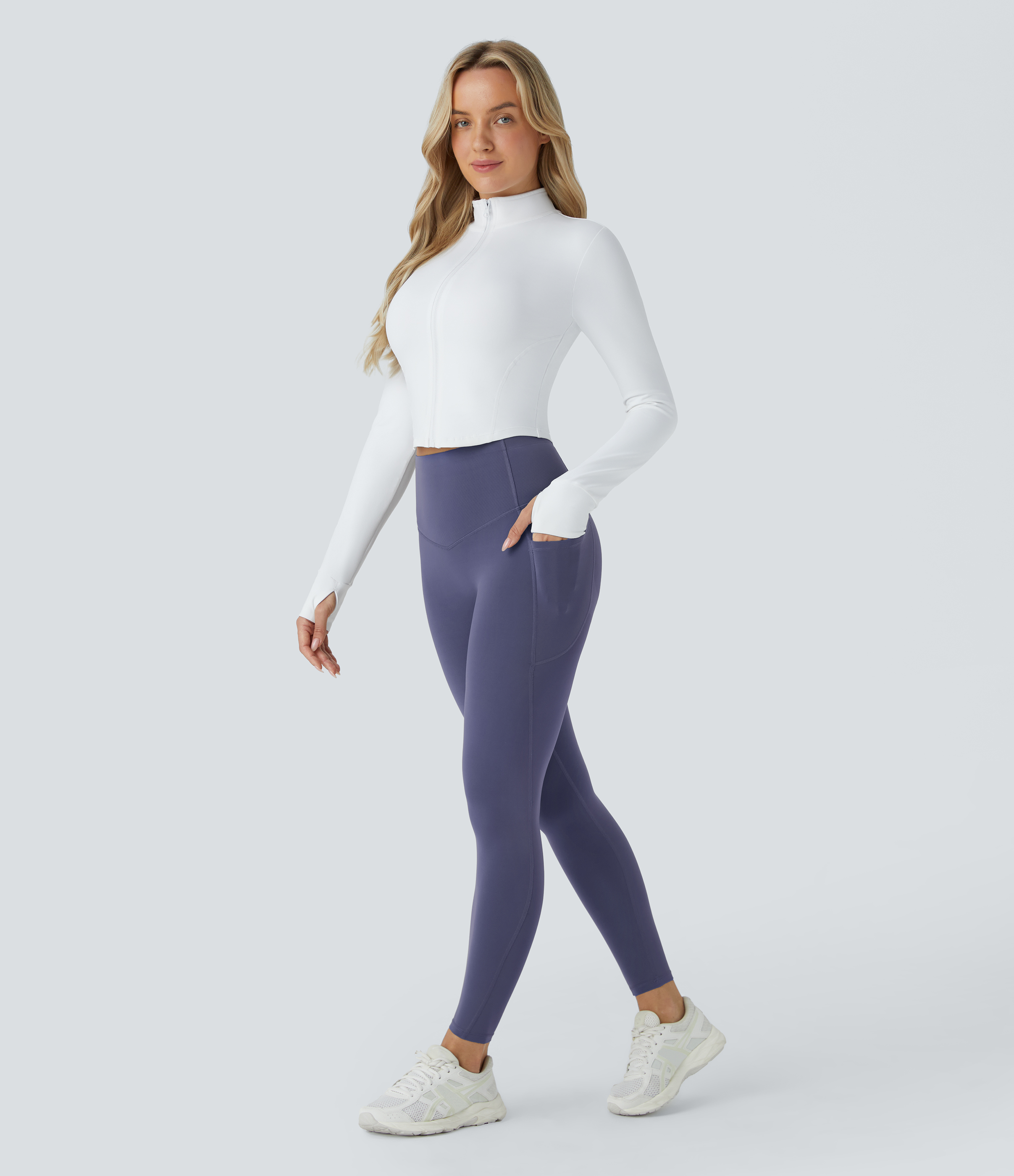 Halara SoCinched High Waisted Butt Lifting Tummy Control Side Pocket Shaping Workout UltraSculpt Leggings  - Mood Indigo - S(7/8) 
