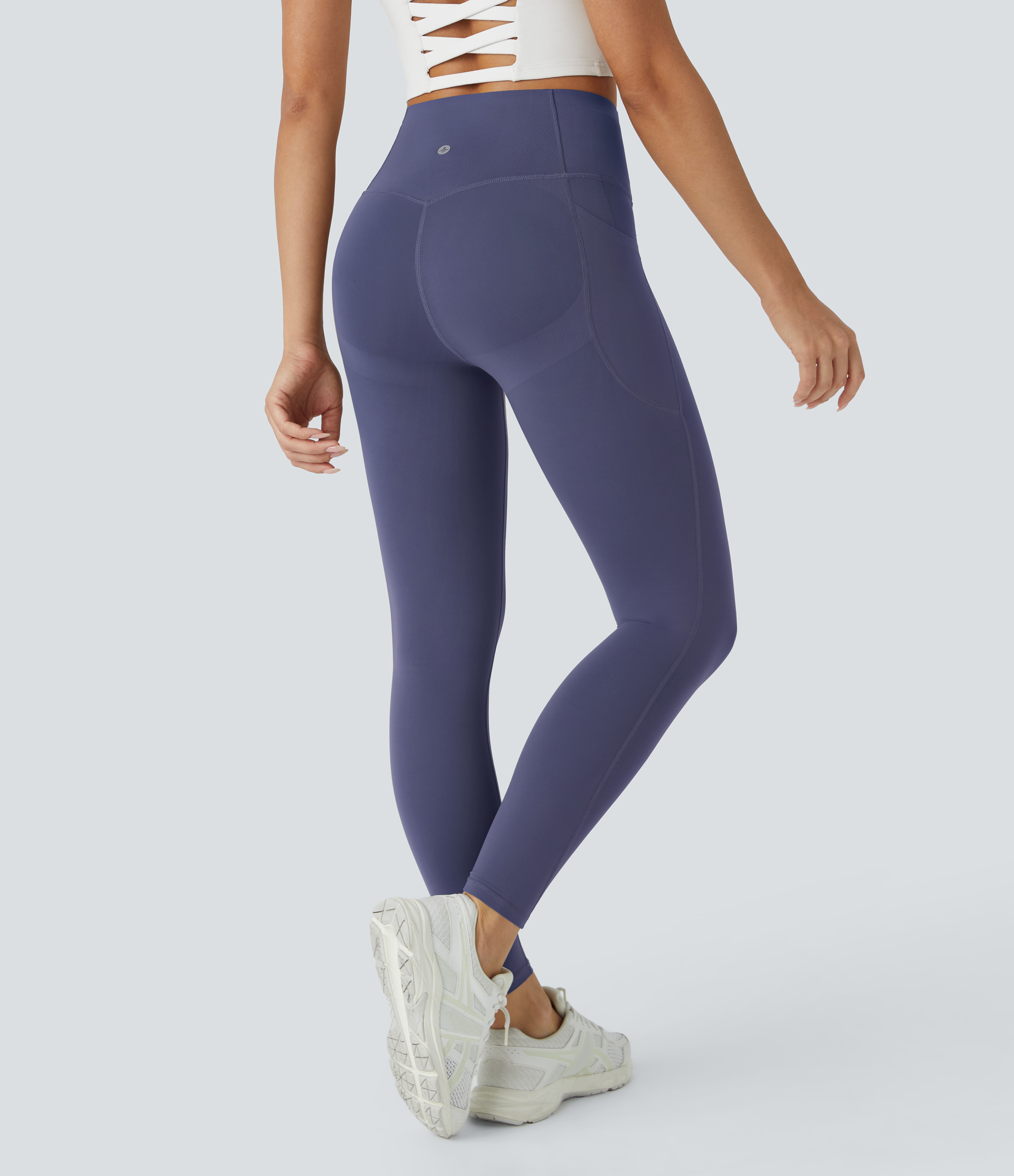Halara SoCinched High Waisted Butt Lifting Tummy Control Side Pocket Shaping Workout UltraSculpt Leggings  - Mood Indigo - S(7/8) 