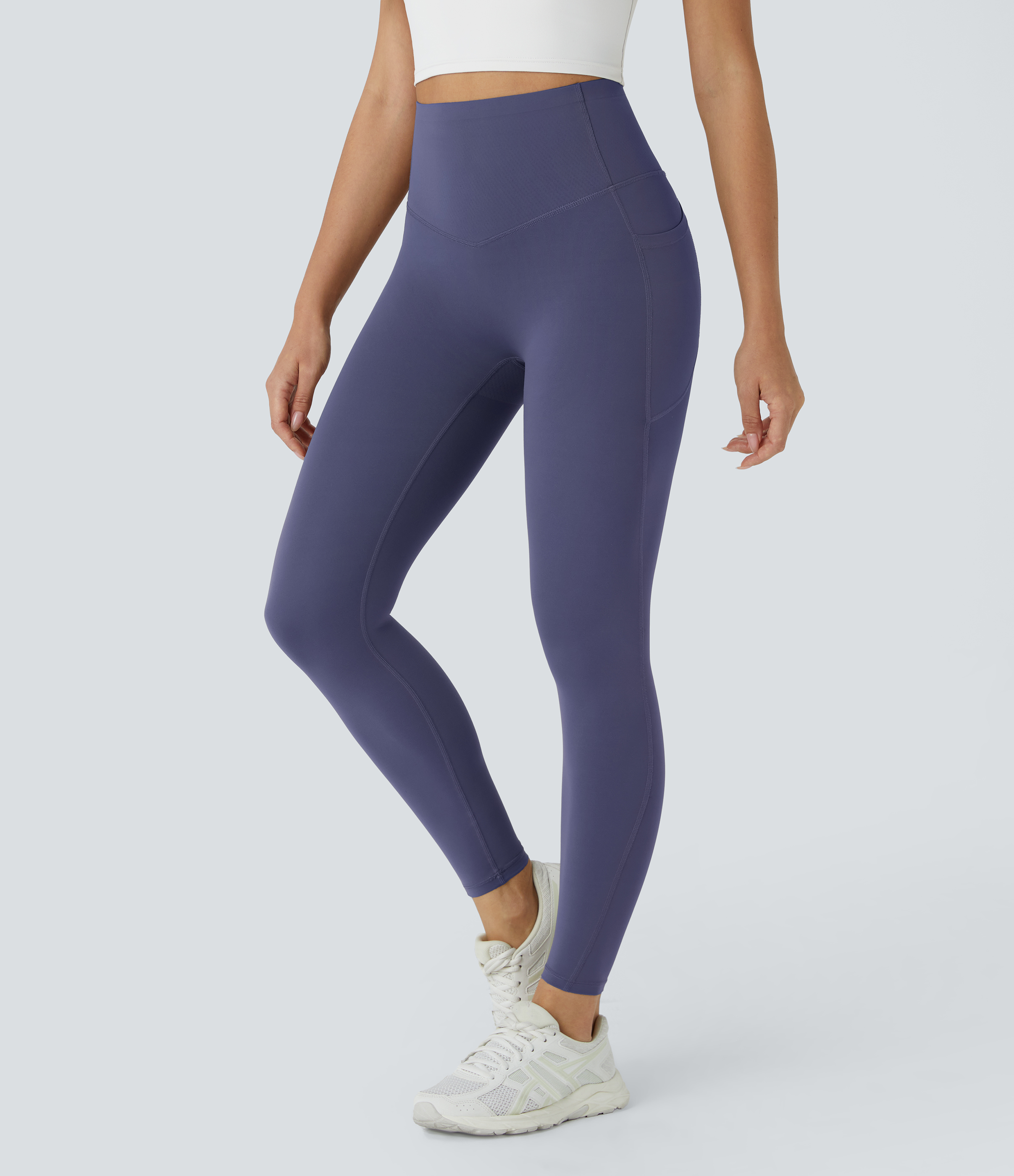 Halara SoCinched High Waisted Butt Lifting Tummy Control Side Pocket Shaping Workout UltraSculpt Leggings  - Mood Indigo - S(7/8) 