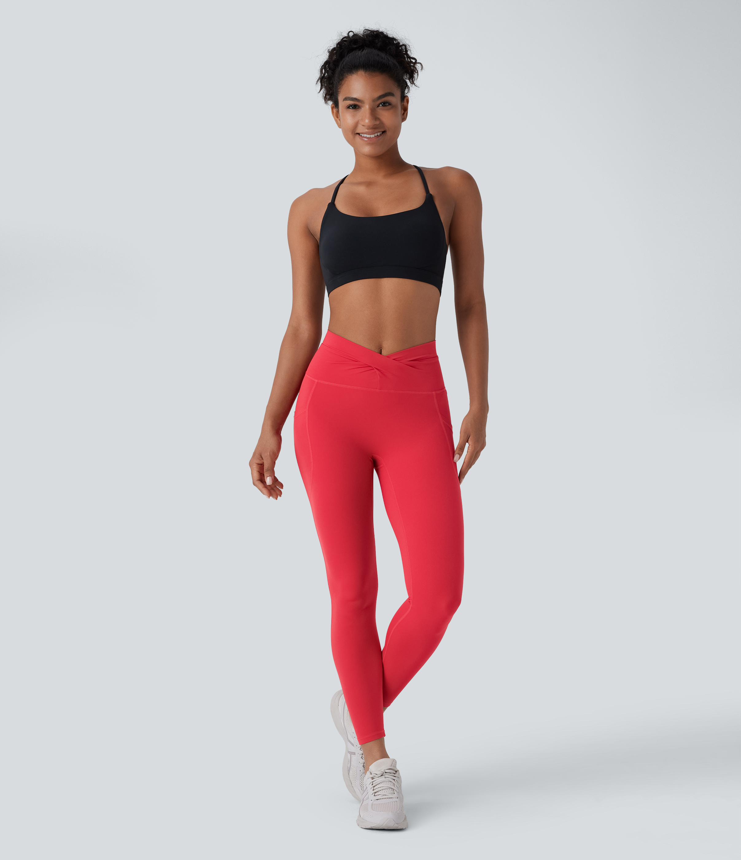 Halara Halara UltraSculptв„ў High Waisted Twisted Crossover Side Pocket Yoga Leggings  - Aura Orange - M(7/8) gym leggings 