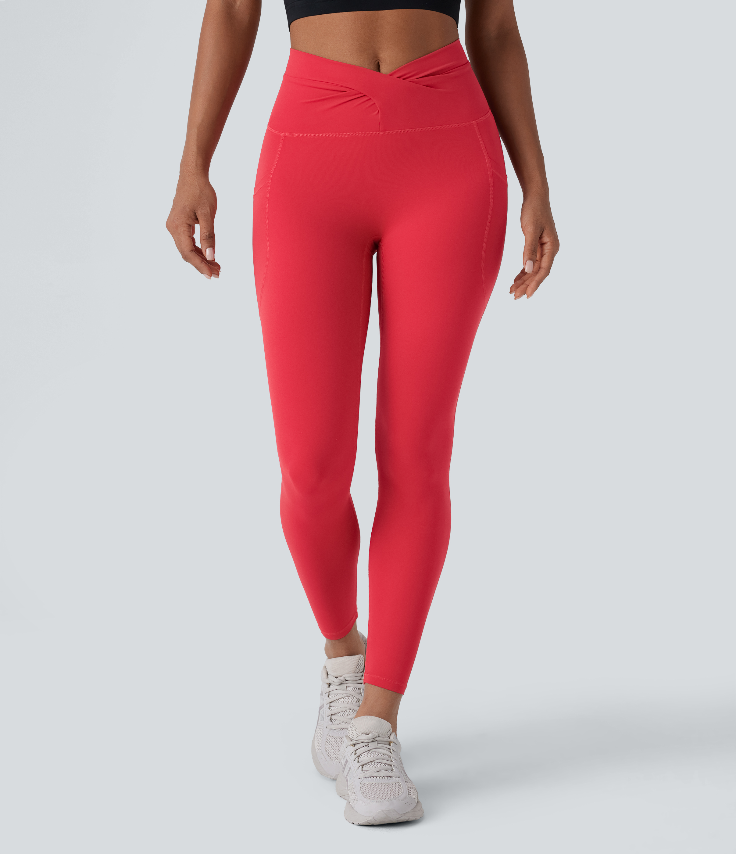 Halara Halara UltraSculptв„ў High Waisted Twisted Crossover Side Pocket Yoga Leggings  - Aura Orange - M(7/8) gym leggings 