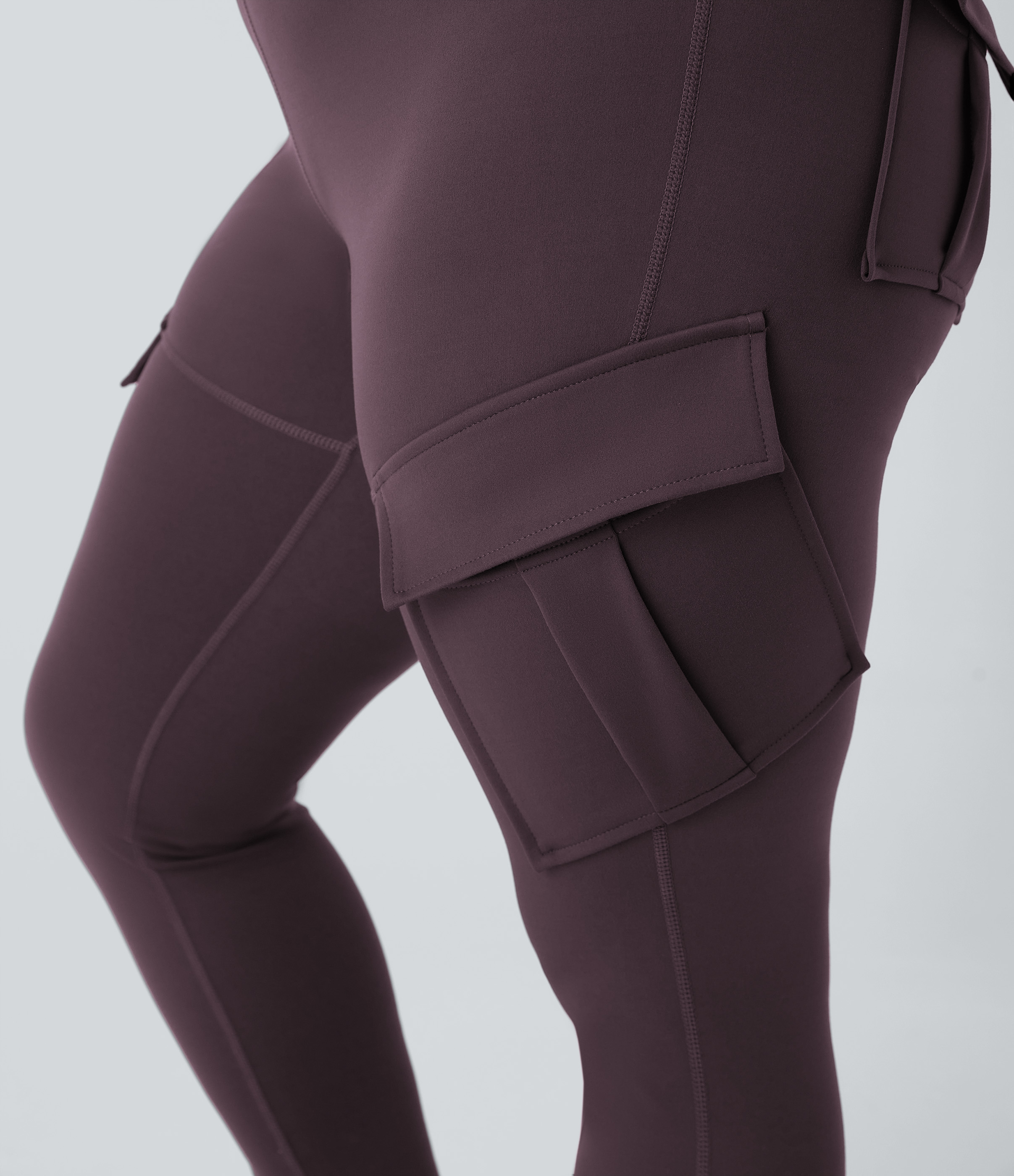 Halara High Waisted Cargo Pocket Skinny Yoga Plus Size 7/8 Leggings  - Dusky Evening purple - 4X 