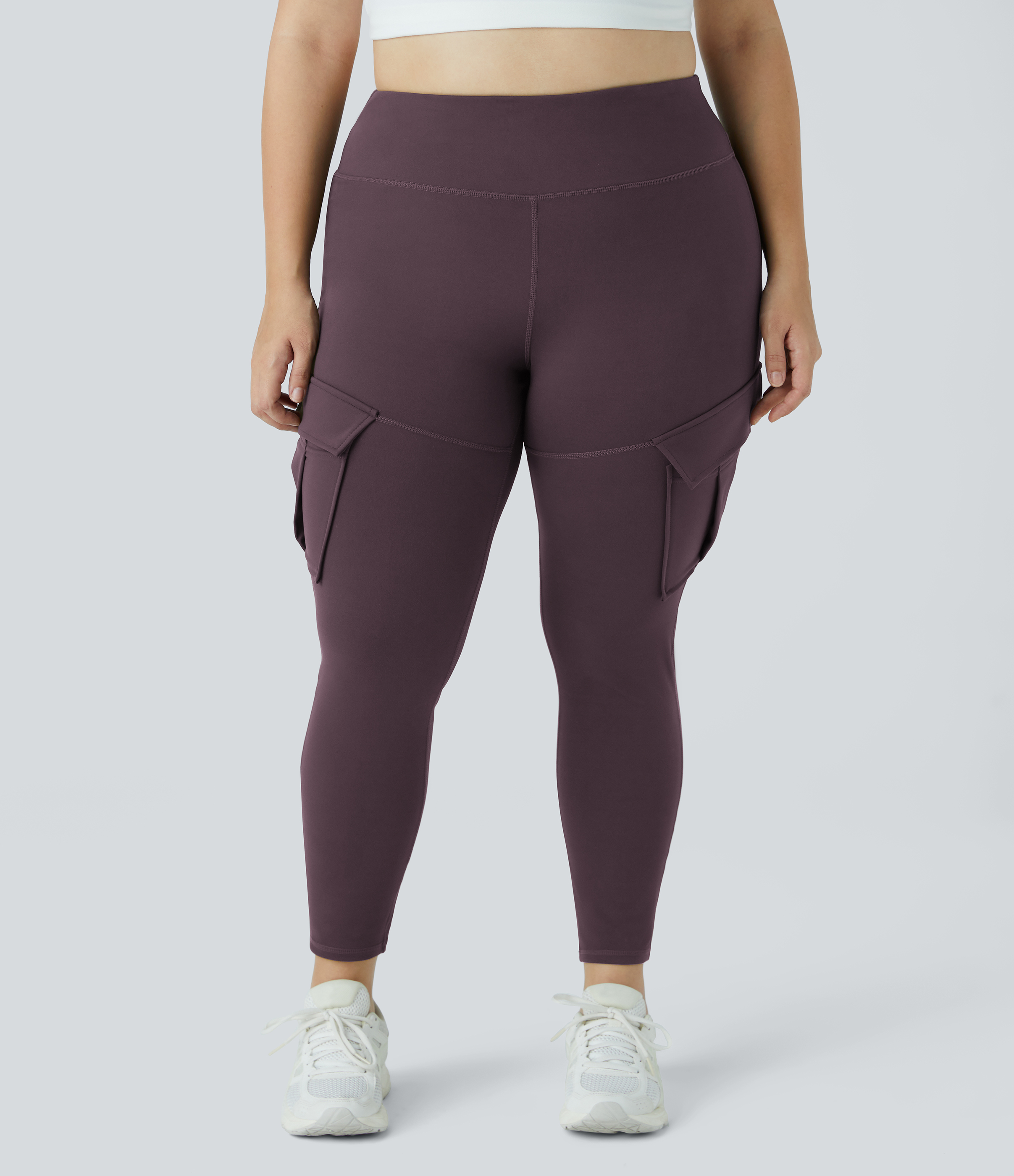 Halara High Waisted Cargo Pocket Skinny Yoga Plus Size 7/8 Leggings  - Dusky Evening purple - 4X 
