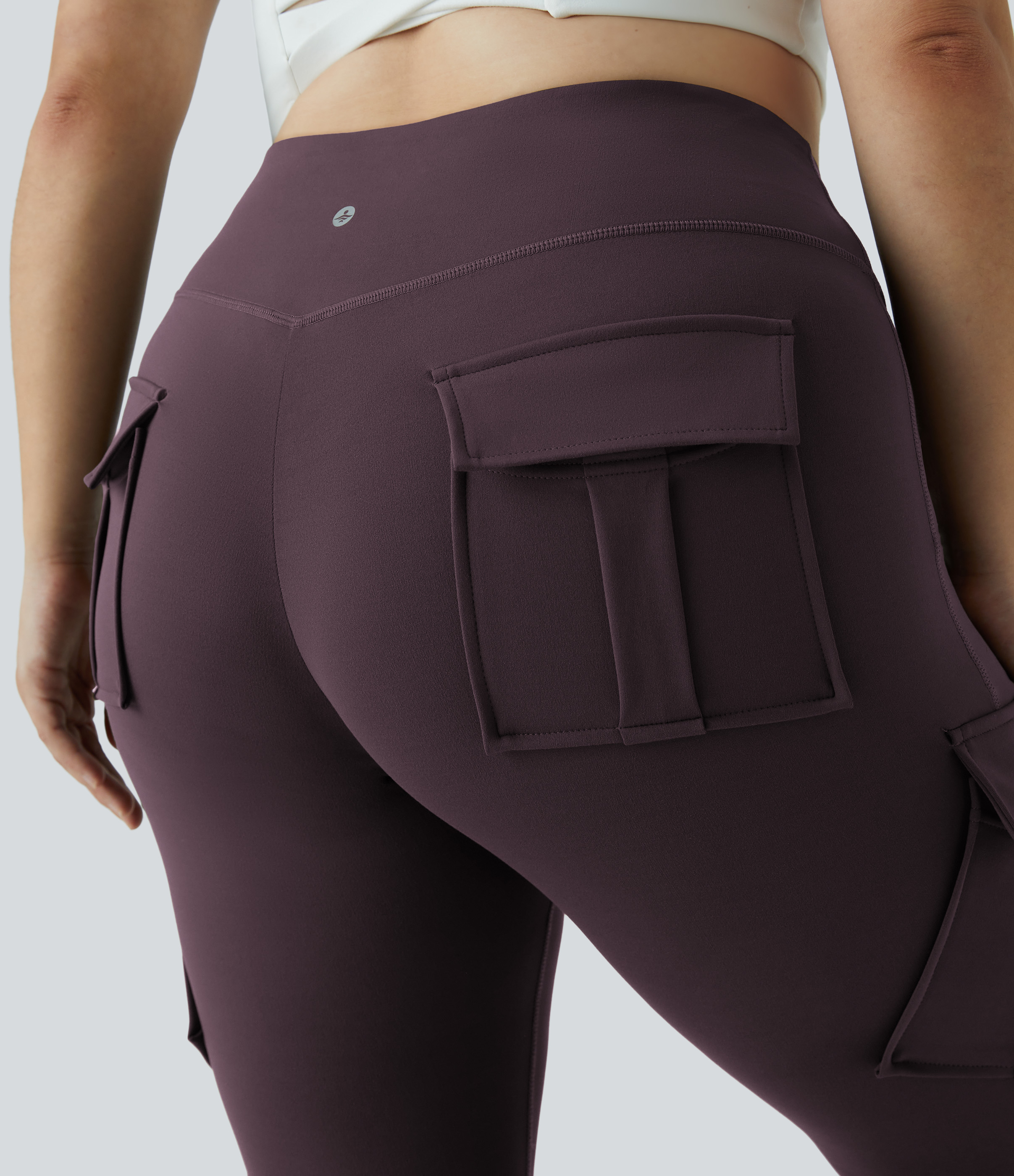 Halara High Waisted Cargo Pocket Skinny Yoga Plus Size 7/8 Leggings  - Dusky Evening purple - 4X 