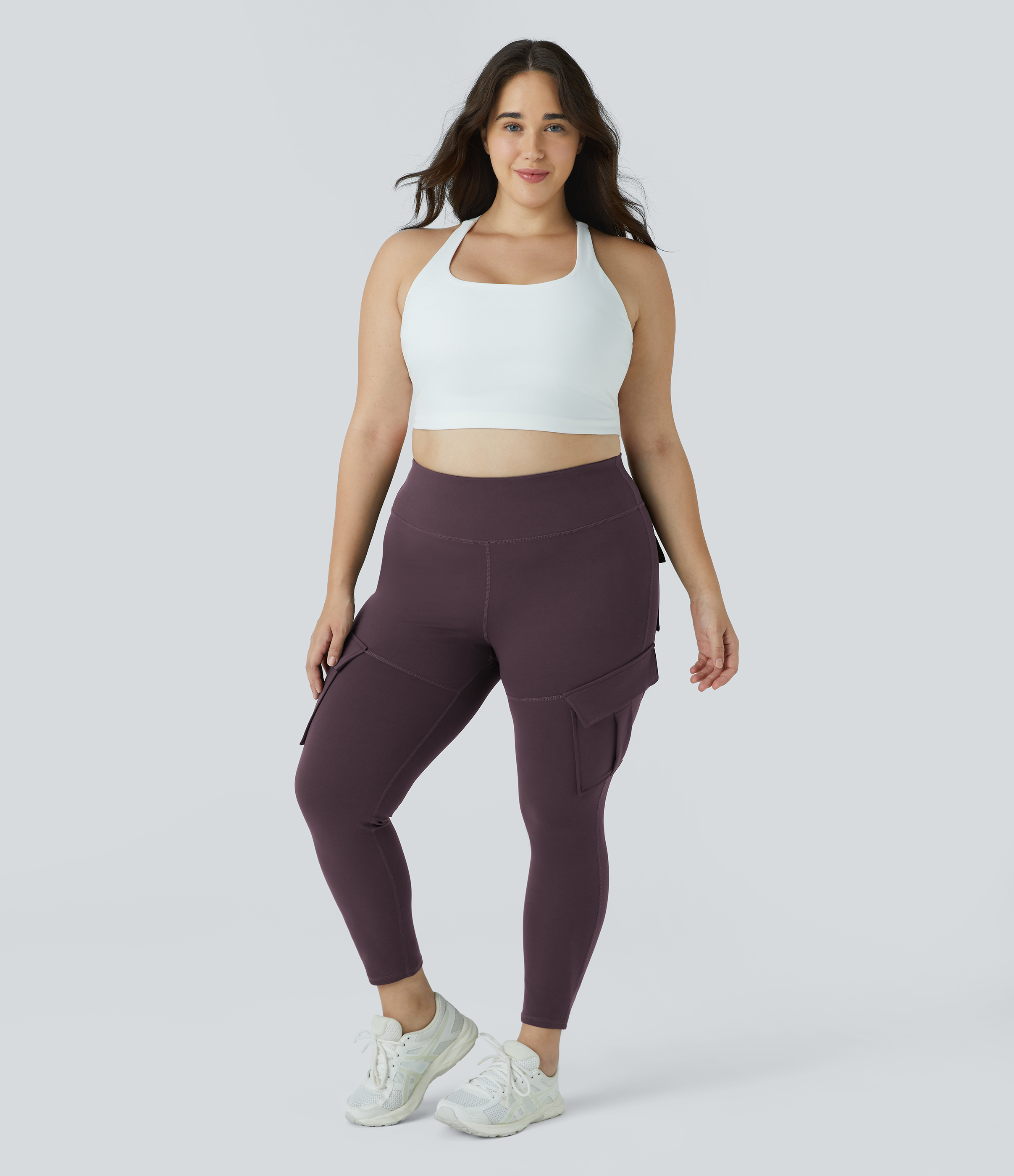 Halara High Waisted Cargo Pocket Skinny Yoga Plus Size 7/8 Leggings  - Dusky Evening purple - 4X 