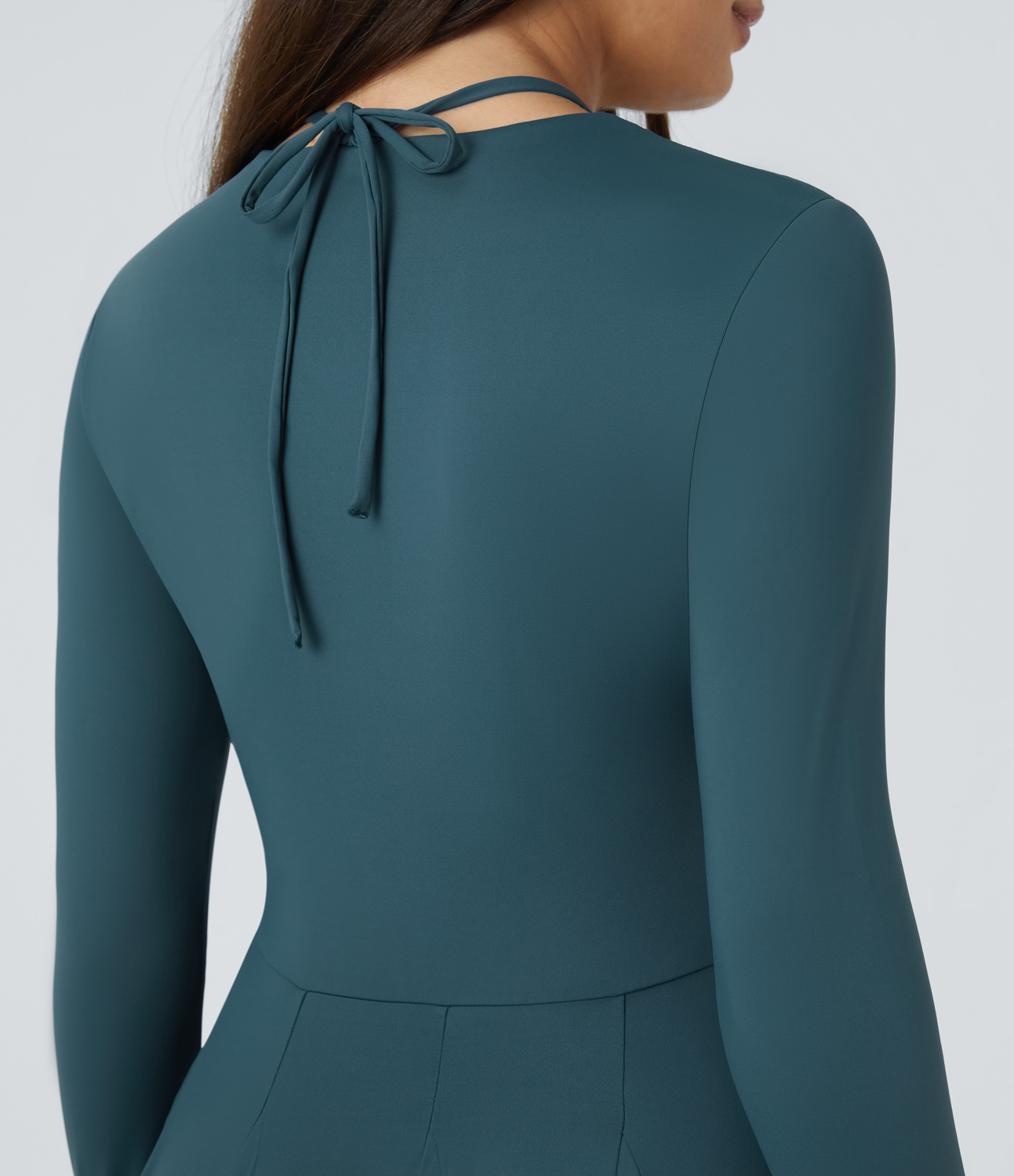 Halara Crisscross Lace Up Flare Mini Dance Active Dress Workout Dress - Dark Teal Blue - S 