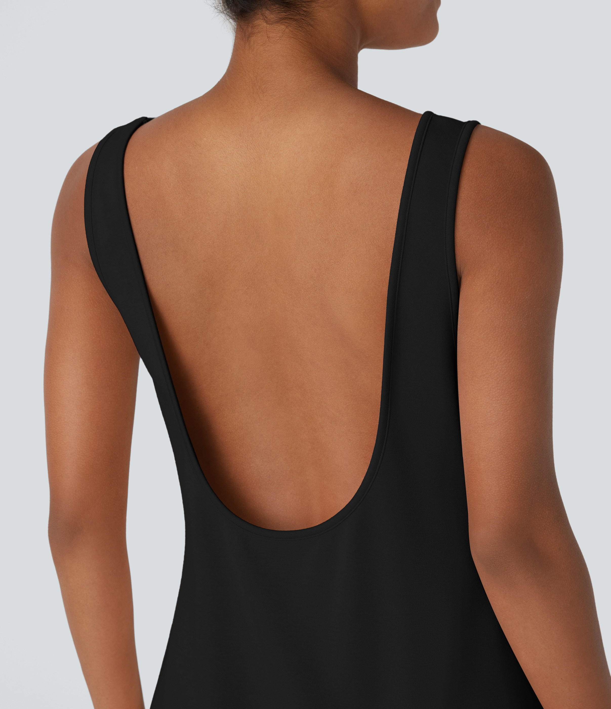 Halara Backless Side Pockets Barrel Midi Resort Tank Dress Casual Dress - Black - XS slip dress beach dress ruched dress halter dress 