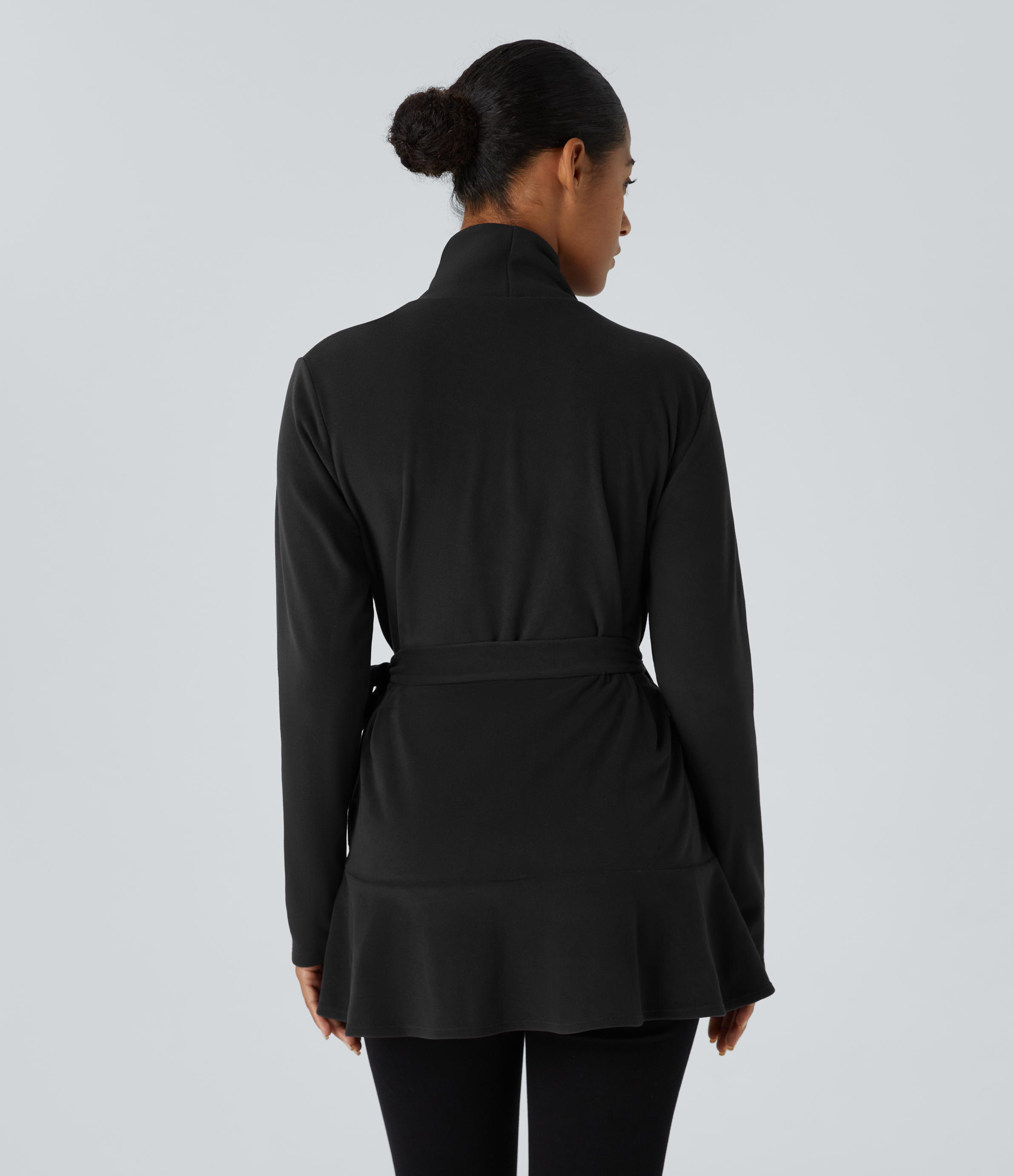 Halara Wrapped Belted Side Pocket Casual Jacket  - Black - S 