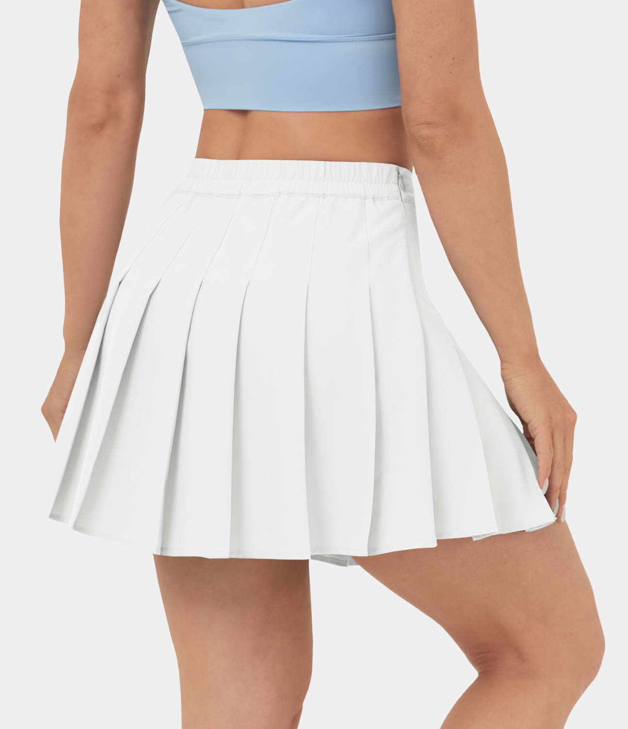 Halara High Waisted Zipper 2-in-1 Side Pocket Pleated Mini Tennis Skirt-Airy  - White - XS midi skirt a line skirt golfing skirt 