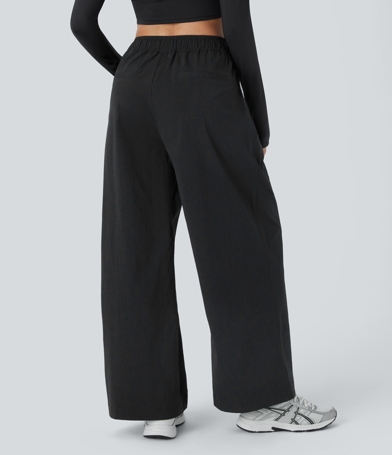 Halara Water Repellent High Waisted Adjustable Buckle Plicated Side Pocket Ripstop Camping Pants  - Black - M(regular) 