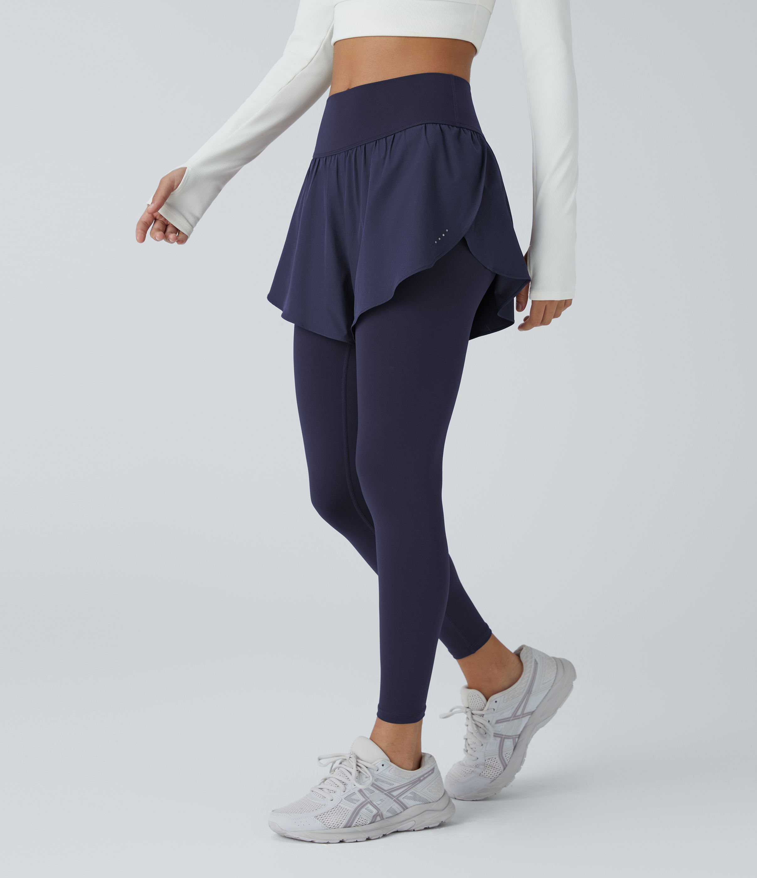 Halara Breezeful™ High Waisted Reflective Dots Side Pocket 2-in-1 7/8 Quick Dry Training Leggings - Peacoat - L(7/8)