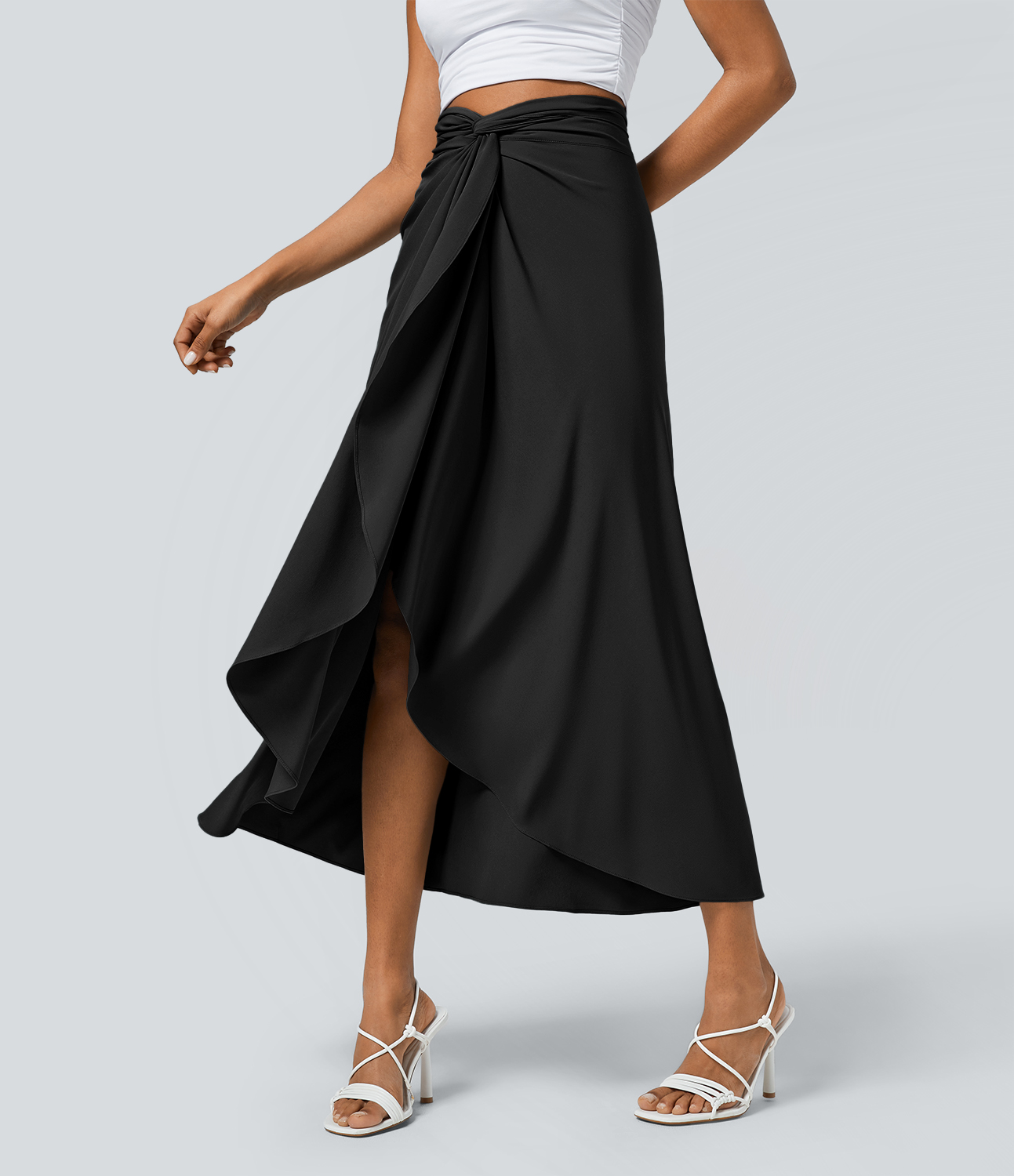 Halara Breezefulв„ў High Waisted Twisted Wrapped Tie Back Quick Dry Resort Skirt  - Black - M(regular) 