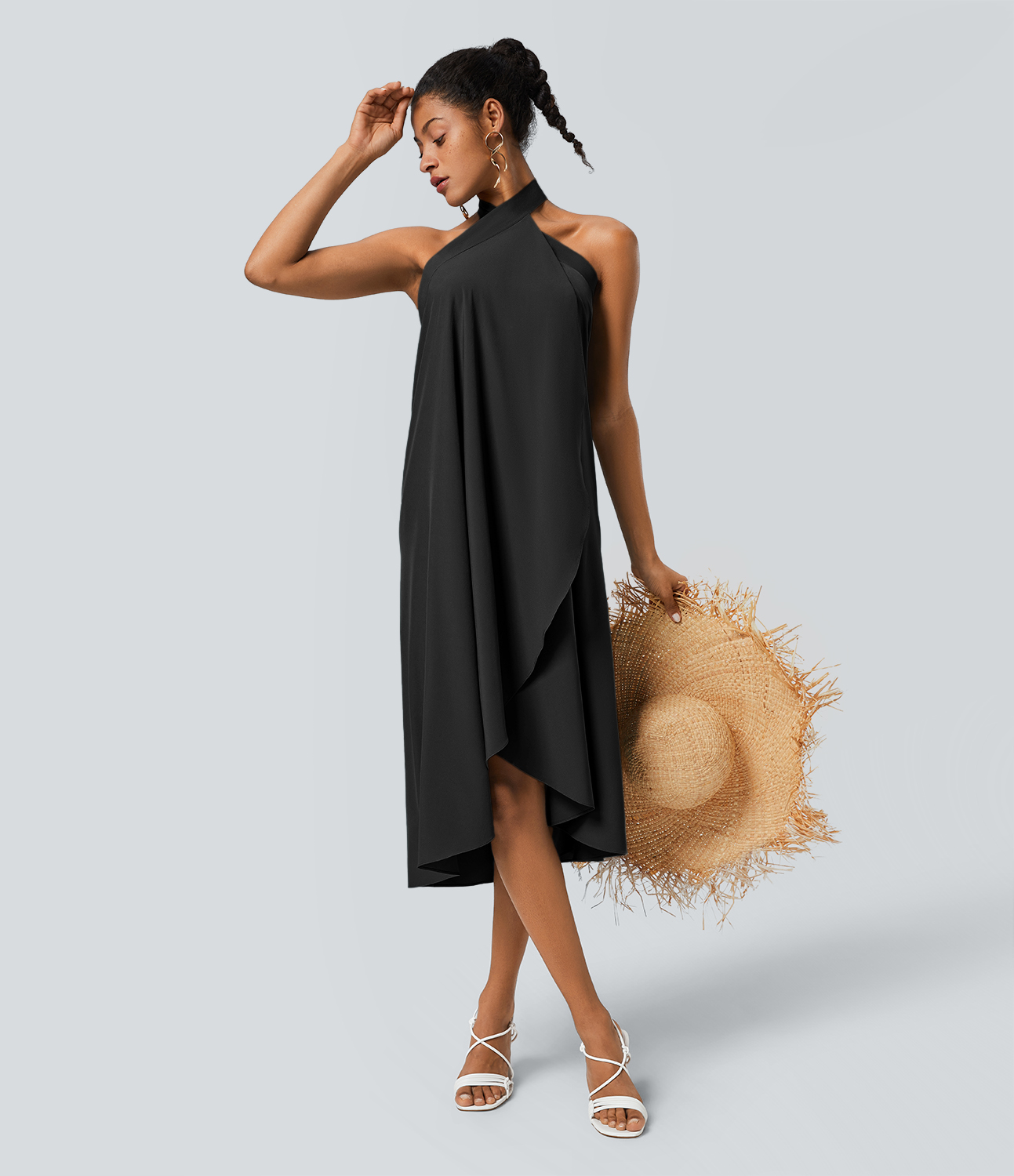 Halara Breezefulв„ў High Waisted Twisted Wrapped Tie Back Quick Dry Resort Skirt  - Black - M(regular) 
