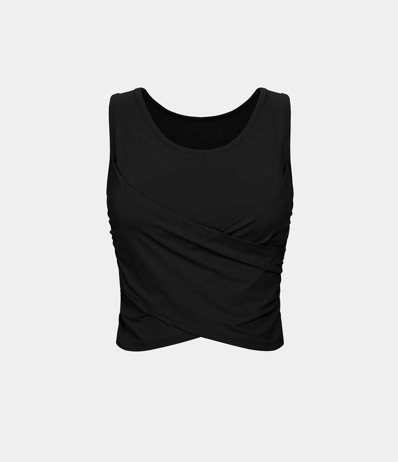 Halara Softlyzeroв„ў Airy Round Neck Crossover Hem Plicated Stacked Cropped Cool Touch Yoga Tank Top Tank Top - Black - S golf tops halter top 
