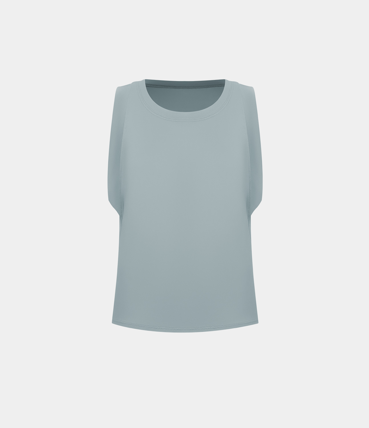 Halara Round Neck Split Hem Casual Tank Top Tank Top - Cloud Blue - XS golf tops halter top tunic tops sleeveless tops backless top 