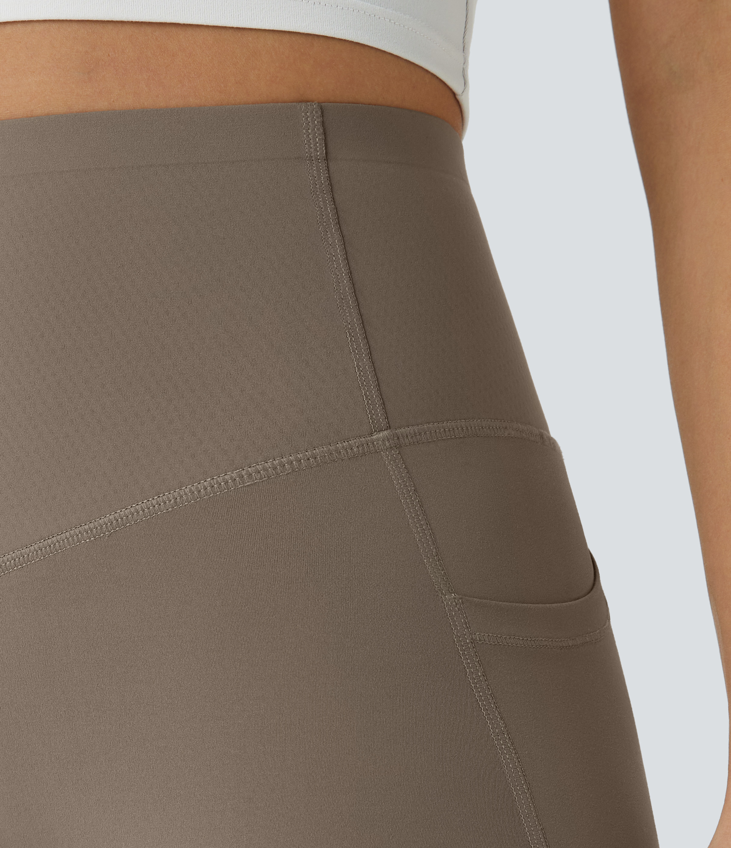 Halara SoCinched High Waisted Butt Lifting Tummy Control Side Pocket Shaping Workout UltraSculpt Leggings  - Dawn Brown - XL(7/8) 