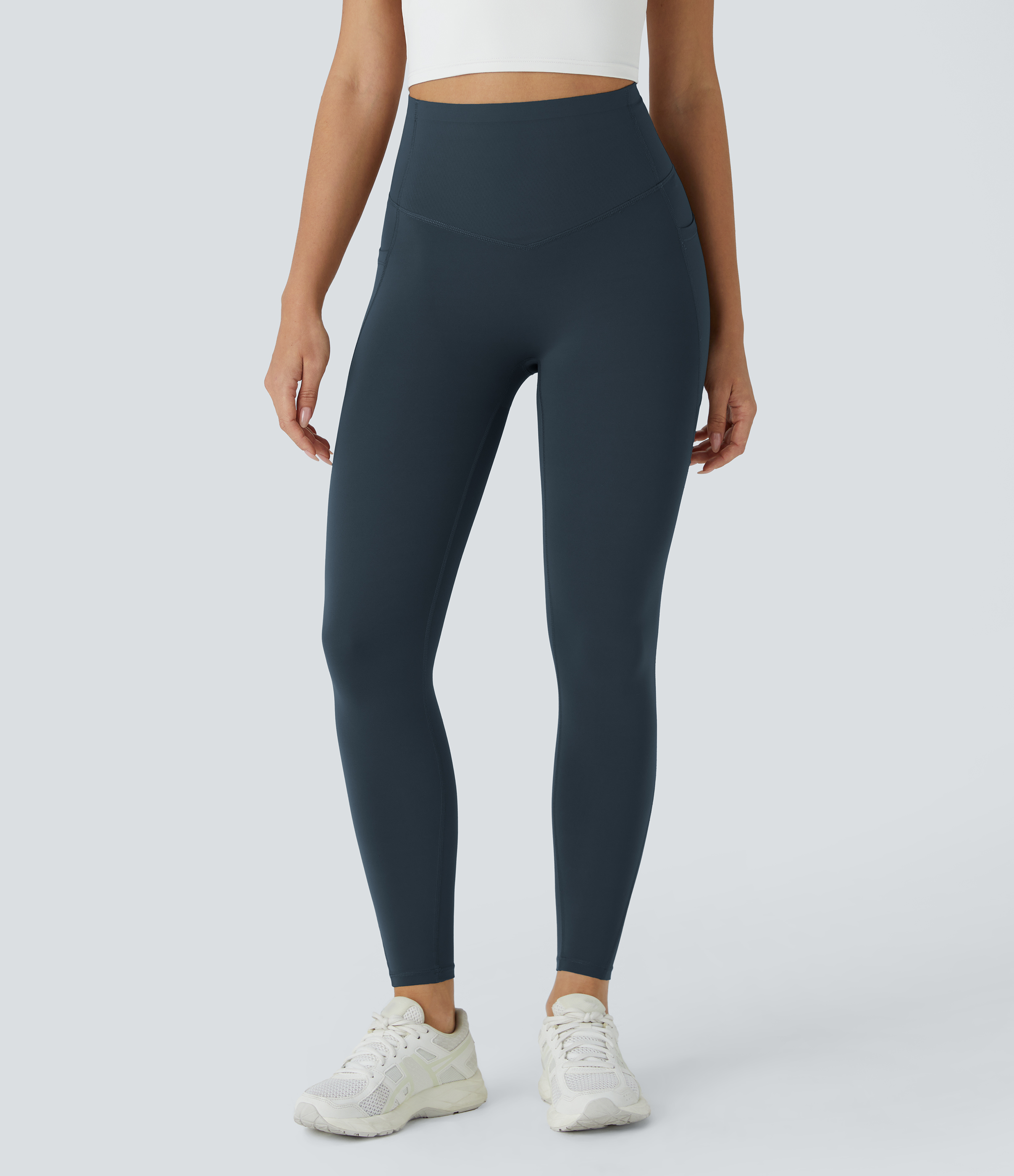 Halara SoCinched High Waisted Butt Lifting Tummy Control Side Pocket Shaping Workout UltraSculpt Leggings  - Carbon - M(7/8) gym leggings 