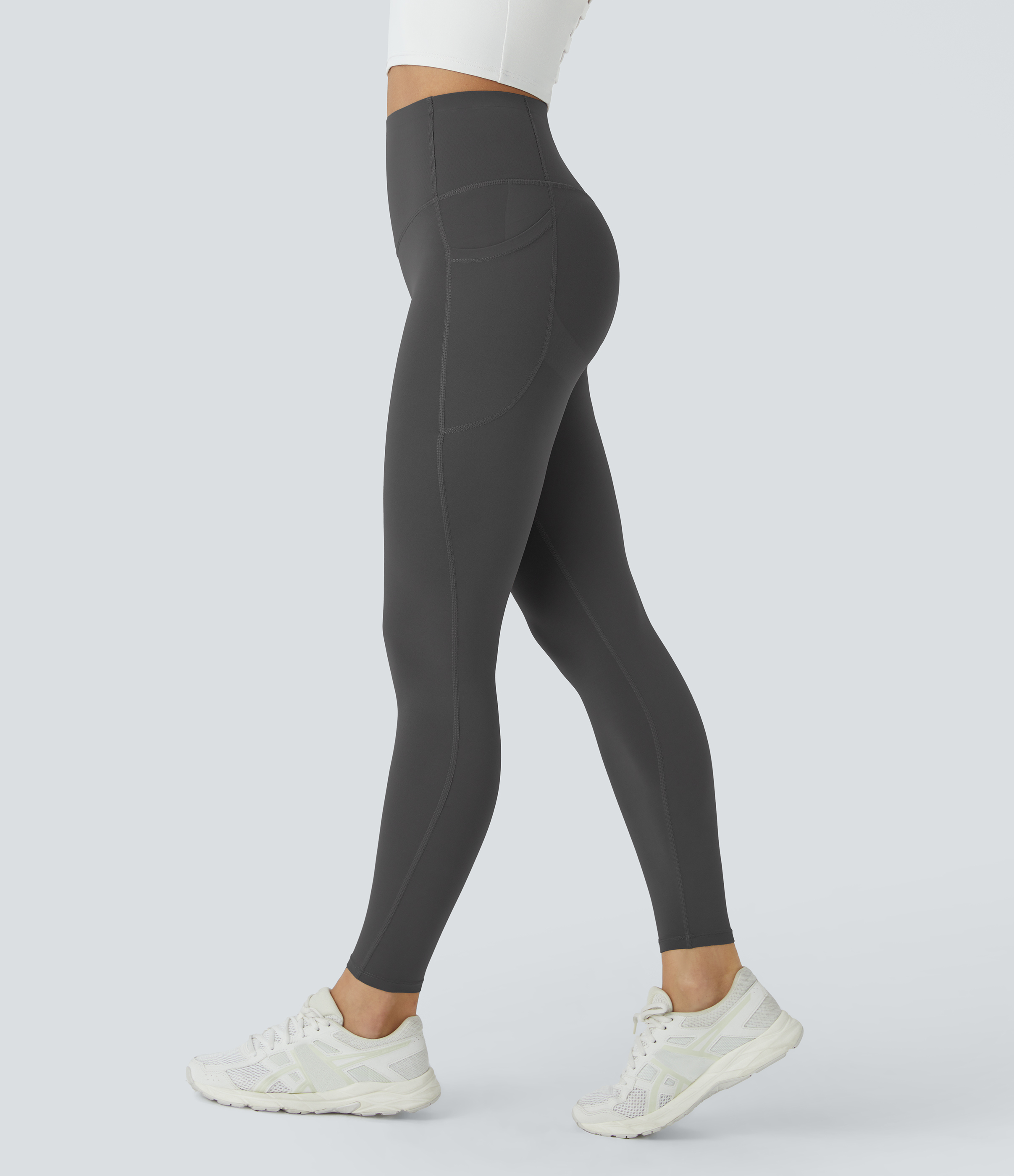 Halara SoCinched High Waisted Butt Lifting Tummy Control Side Pocket Shaping Workout UltraSculpt Leggings  - Volcanic Ash - XS(7/8) 