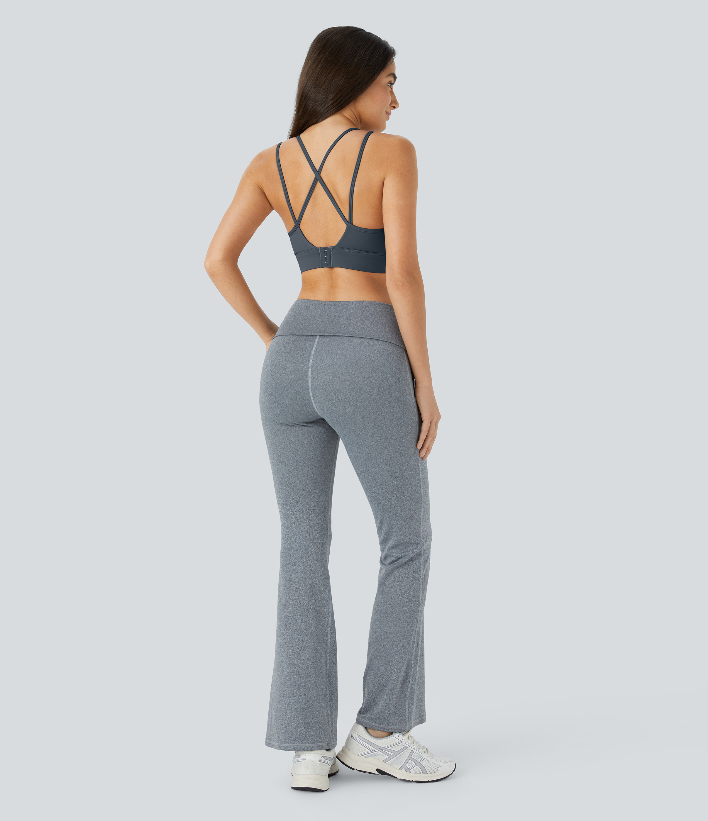 Halara Medium Support Backless Crisscross Strappy Adjustable Hook Sports Bra  - Dark Slate - M push up bra strapless bra backless bra 