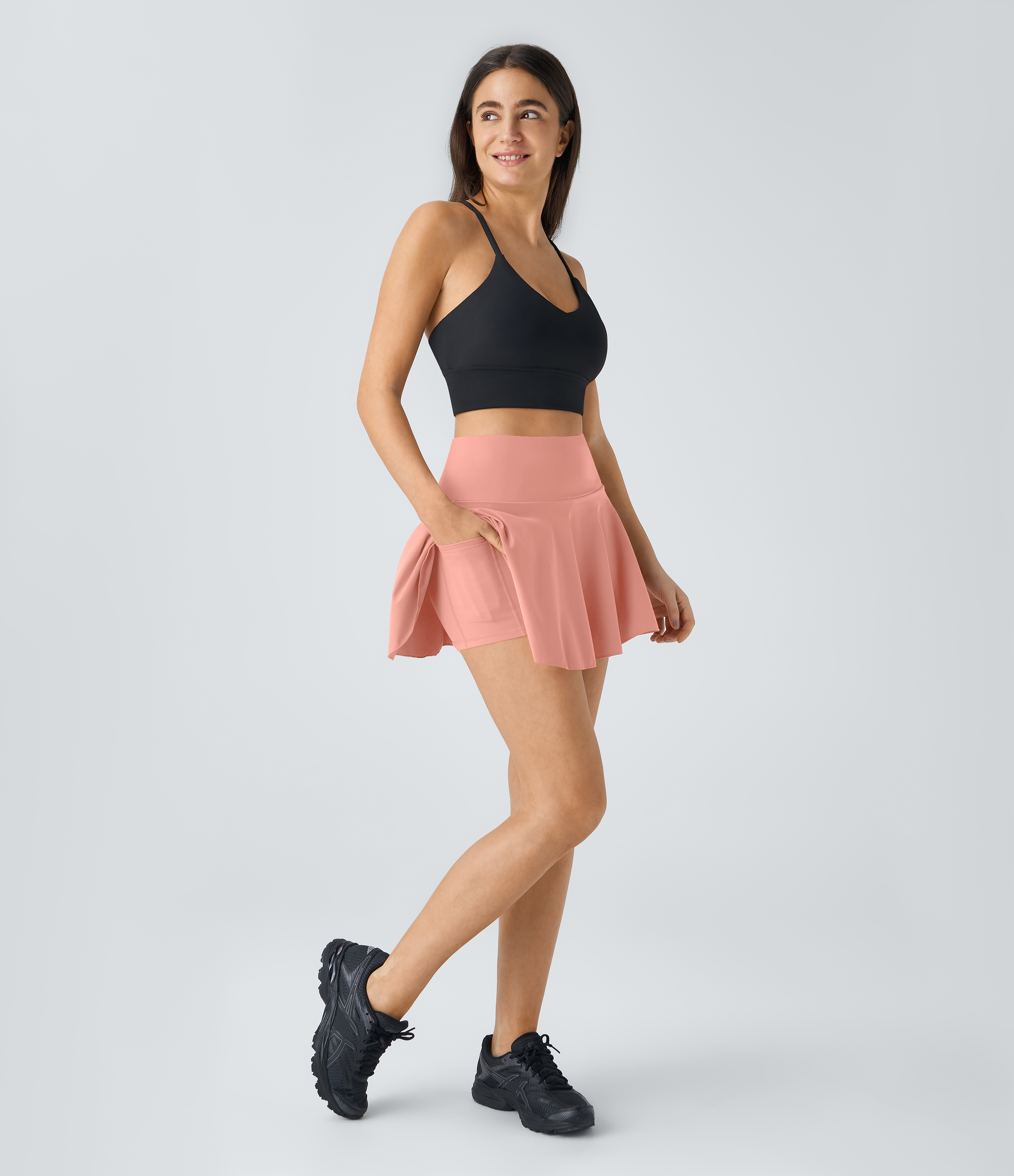 Halara Everyday Cloudfulв„ў Air Fabric 2-in-1 Cool Touch Tennis Skirt-Marvelous  - Peach Melba - L midi skirt a line skirt golfing skirt 