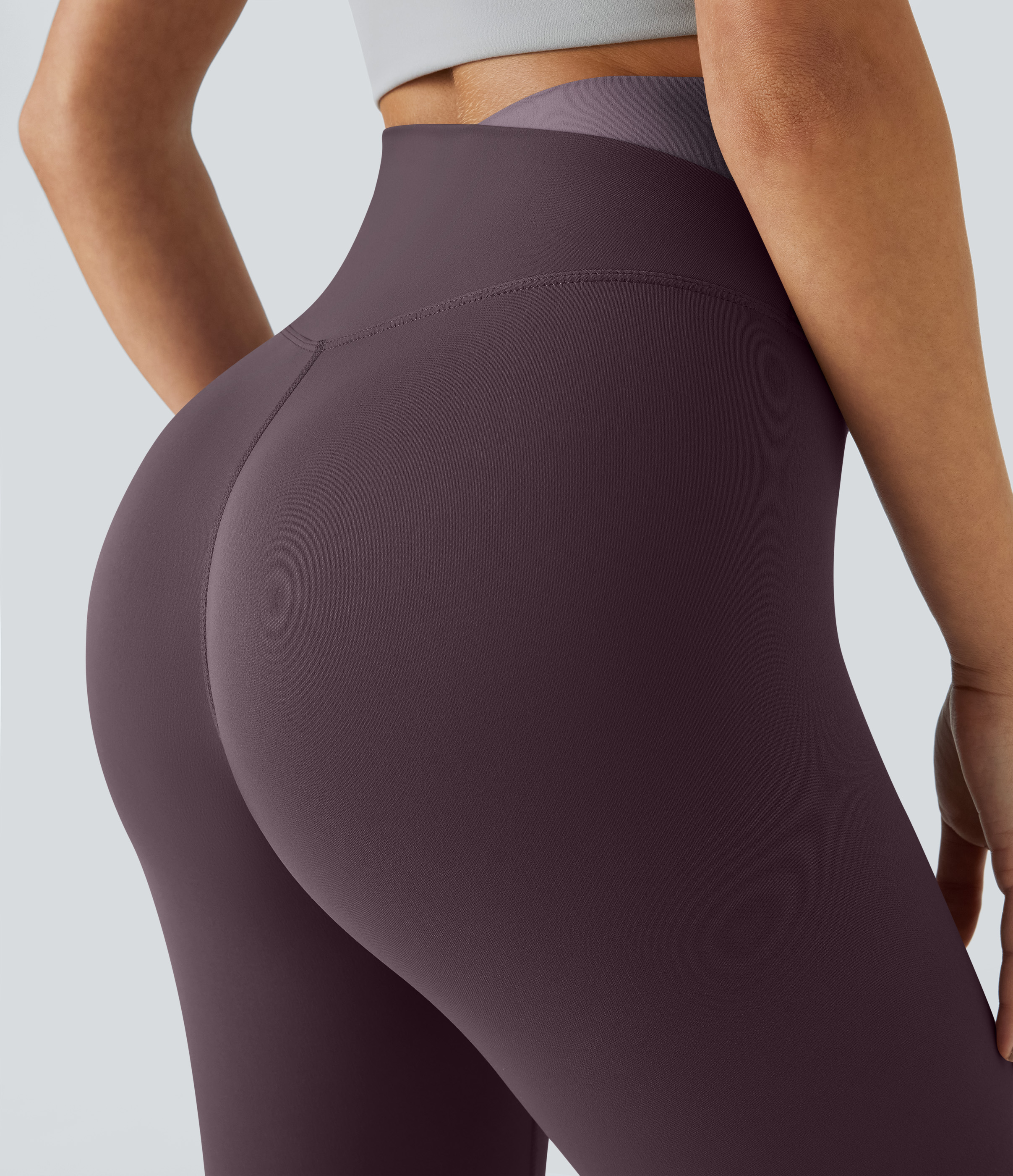 Halara Cloudfulв„ў Fabric 3.0 Crossover Color Block Leggings  - Dusky Evening purple - XS(7/8) gym leggings leggings with pockets 