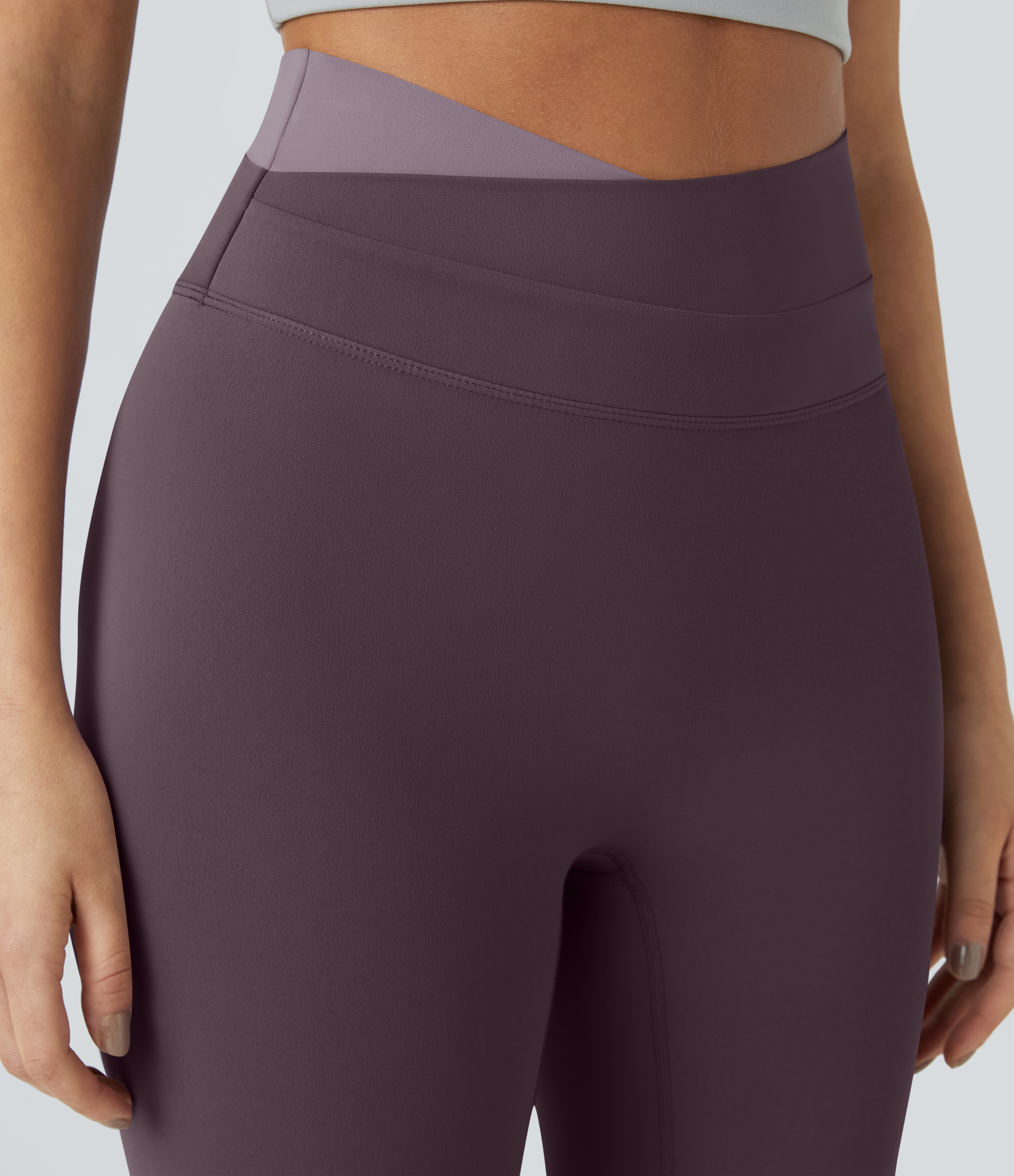 Halara Cloudfulв„ў Fabric 3.0 Crossover Color Block Leggings  - Dusky Evening purple - XS(7/8) gym leggings leggings with pockets 