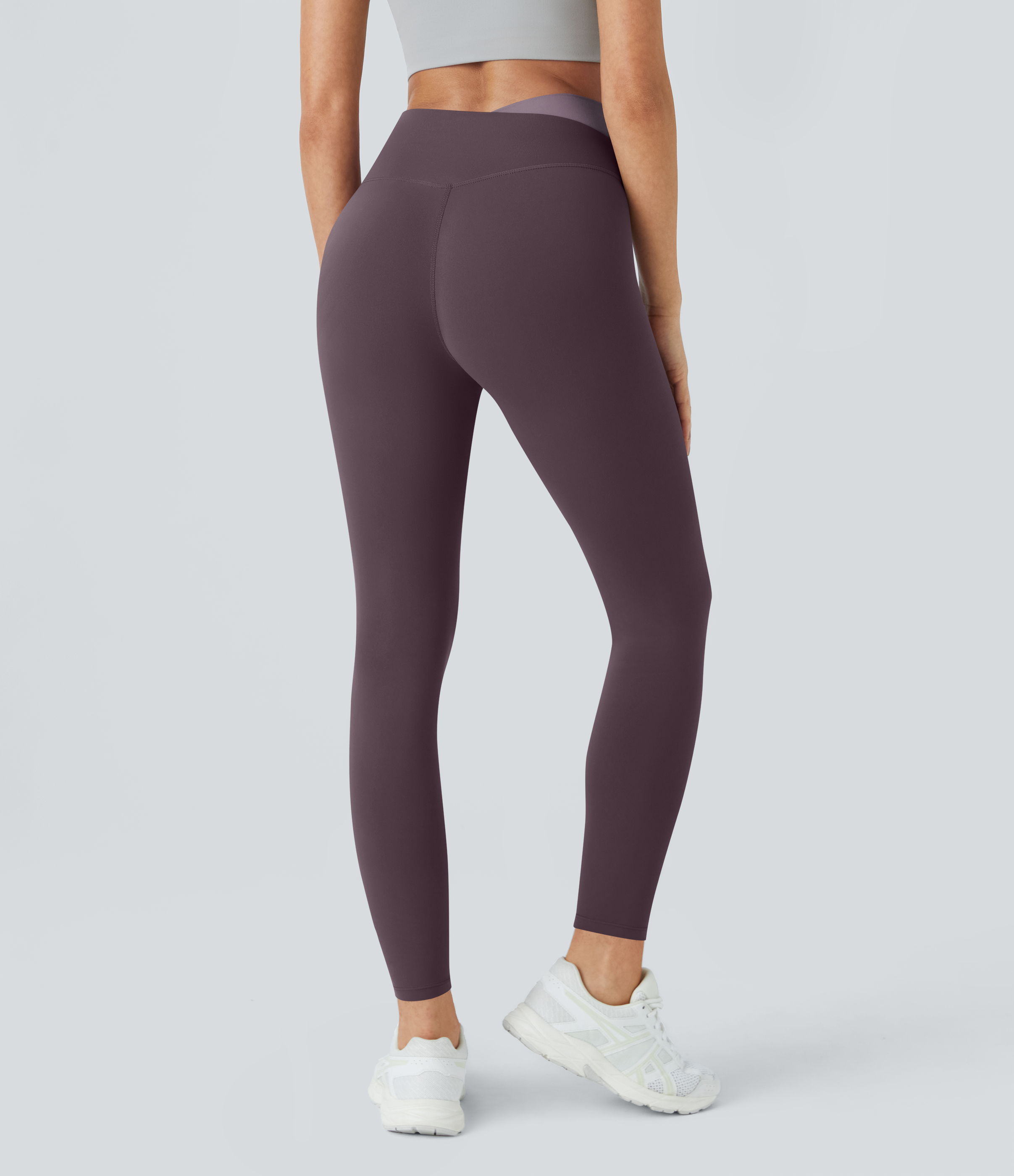 Halara Cloudfulв„ў Fabric 3.0 Crossover Color Block Leggings  - Dusky Evening purple - XS(7/8) gym leggings leggings with pockets 