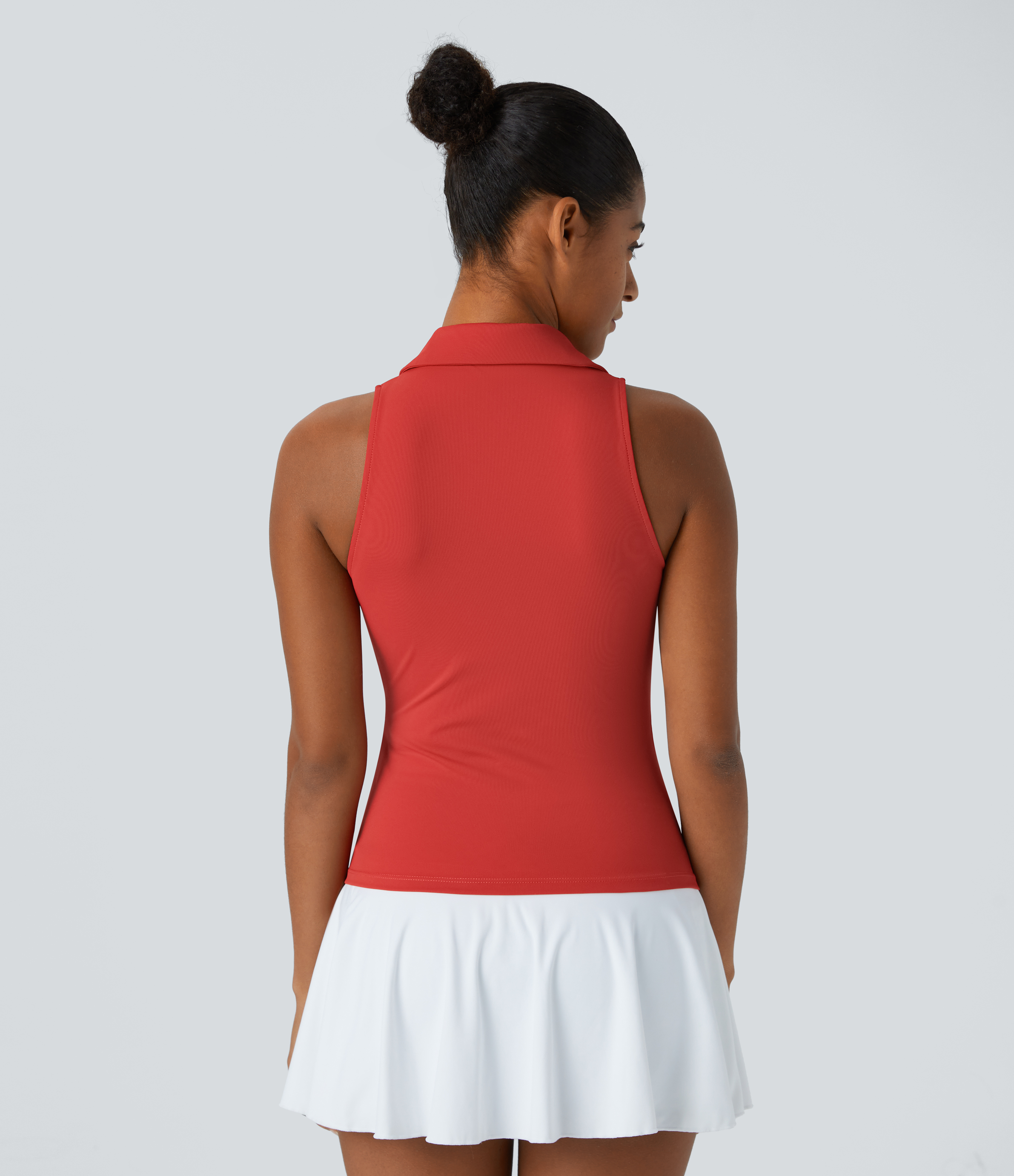 Halara V Neck Crossover Ruched Quick Dry Golf Tank Top Tank Top - Valiant Poppy - L golf tops halter top tunic tops sleeveless tops 