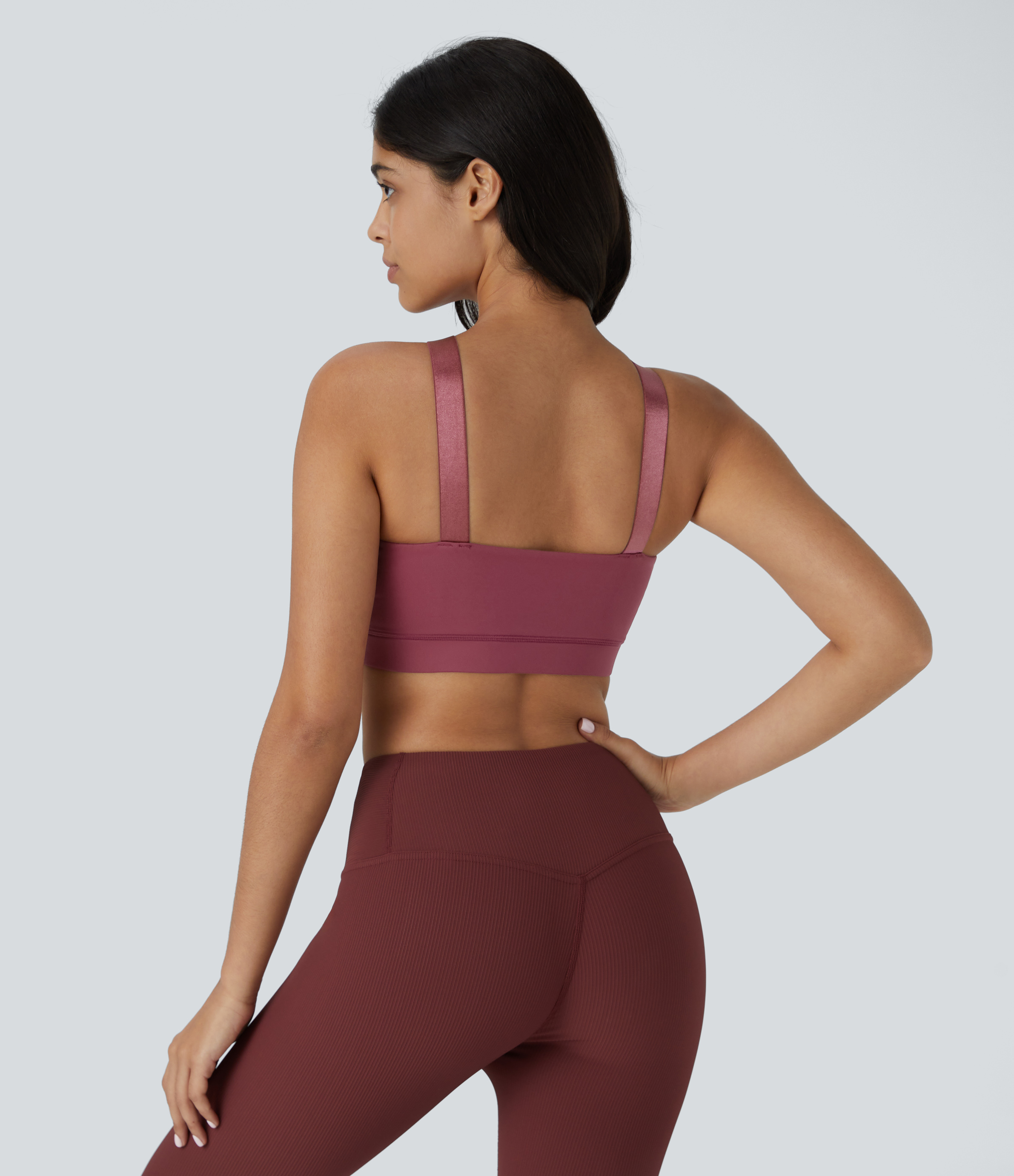 Halara Softlyzeroв„ў Airy Medium Support Crisscross Backless Cool Touch Training Sports Bra  - Cordovan - S push up bra strapless bra 