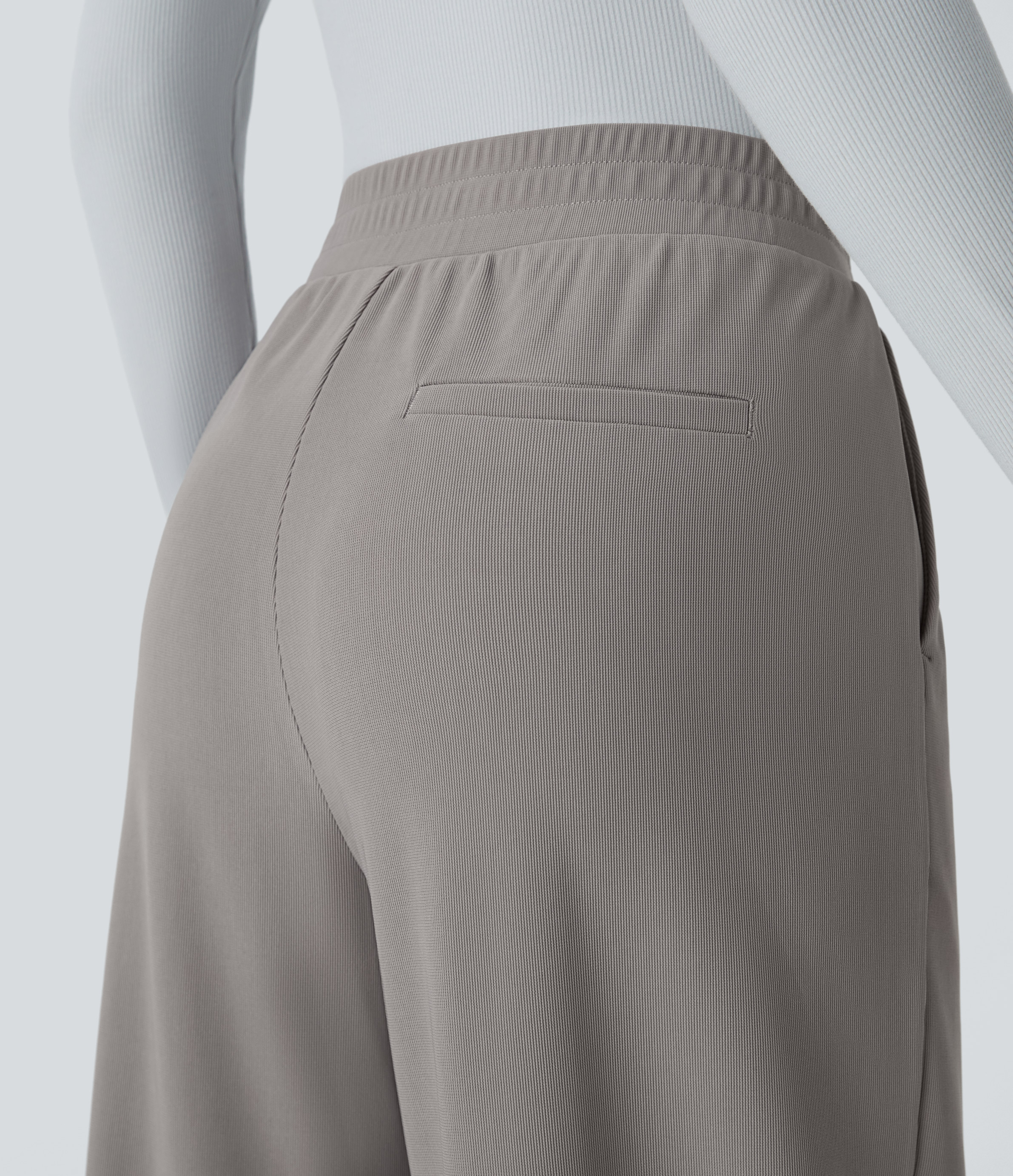 Halara Halara Flexв„ў High Waisted Side Pocket Wide Leg Micro Waffle Work Pants  - Satellite - M(regular) sweatpants jogger pants 