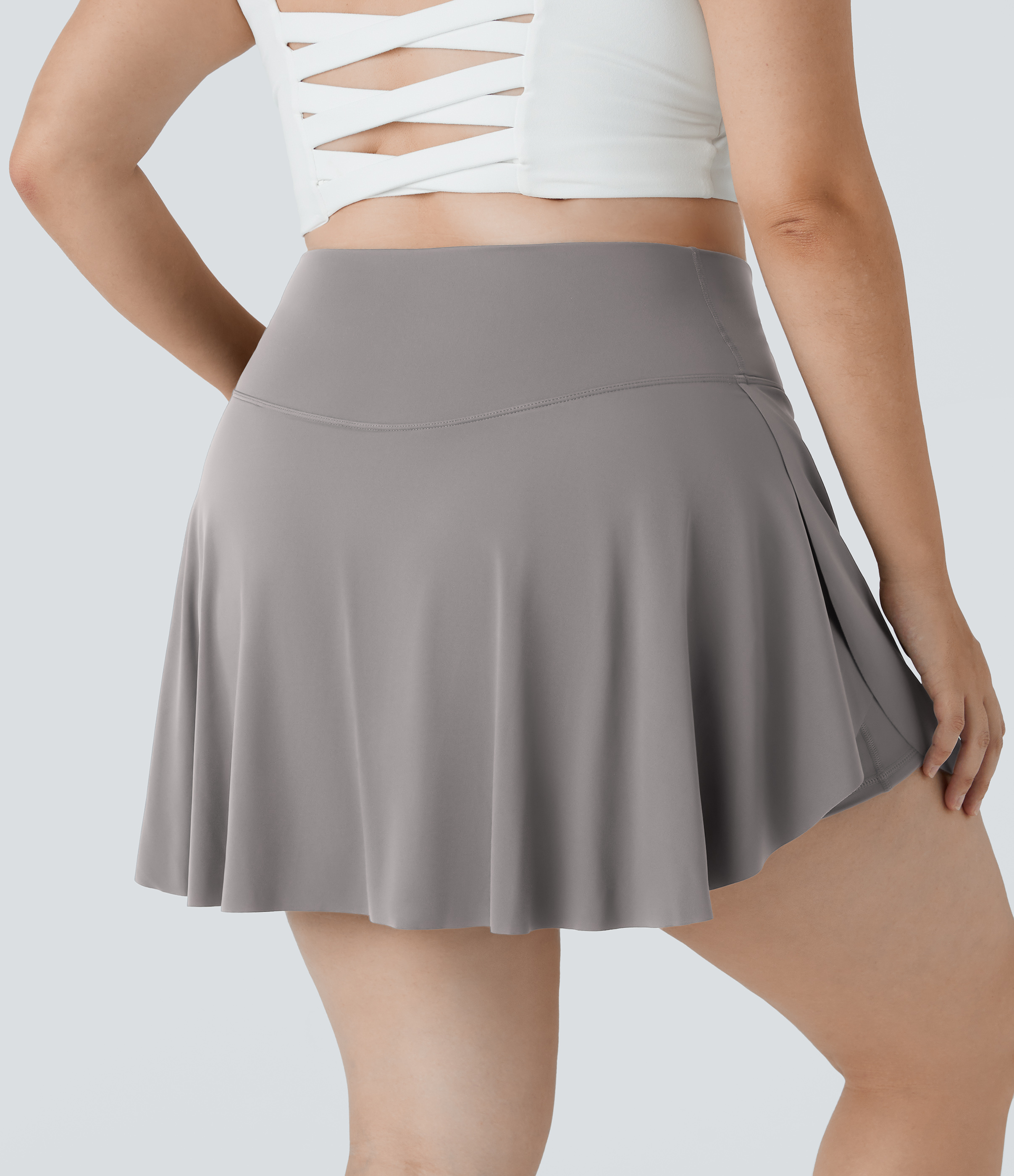 Halara Everyday Cloudfulв„ў Air Fabric Crossover Side Pocket 2-in-1 Cool Touch Tennis Plus Size Skirt-Lucid  - Steel Gray - 3X 