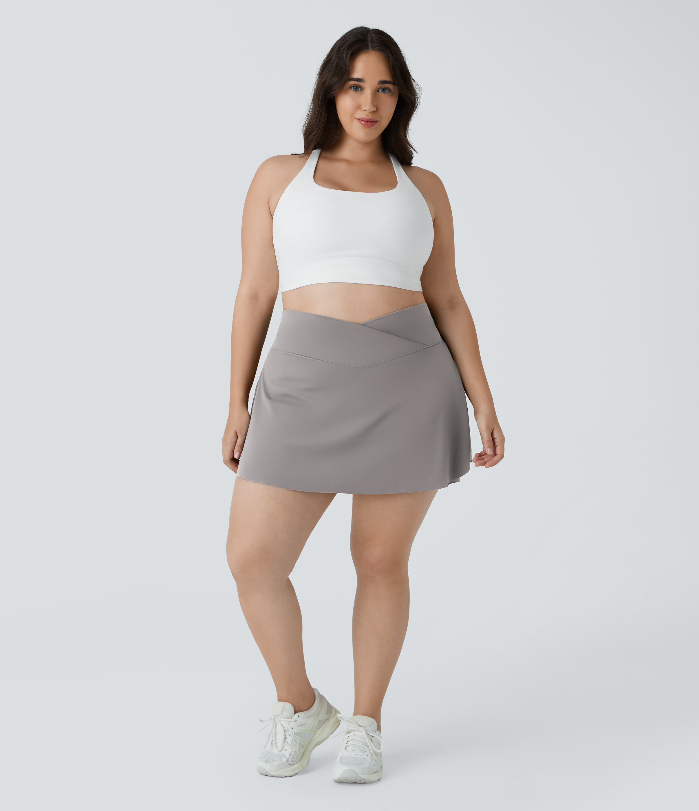Halara Everyday Cloudfulв„ў Air Fabric Crossover Side Pocket 2-in-1 Cool Touch Tennis Plus Size Skirt-Lucid  - Steel Gray - 3X 