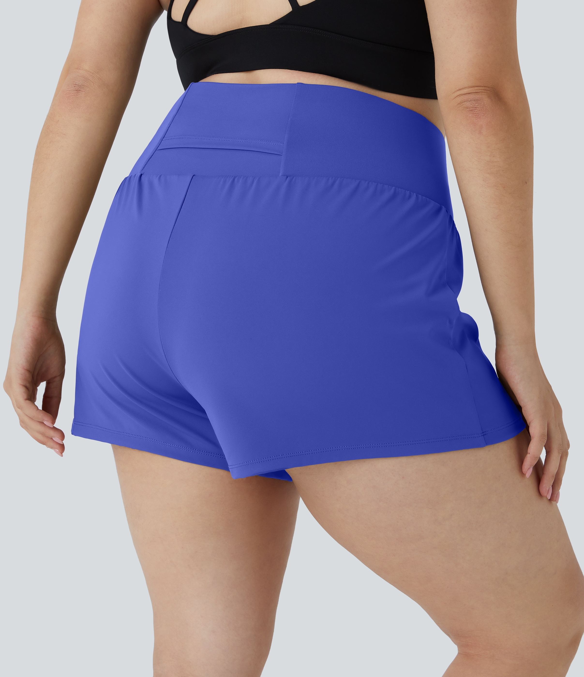 Halara Back Pocket Plus Side Hidden Pocket 2-in-1 Gym Plus Size Shorts 3.5``  - Aster Blue - 4X 