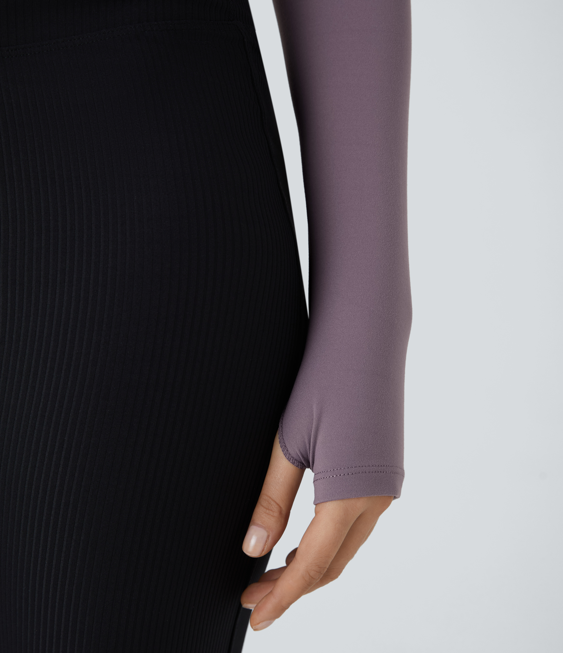 Halara Softlyzeroв„ў Plush Halter Thumb Hole Long Sleeve 2-in-1 Yoga Sports Top  - Tulip Purple - L(Long) 
