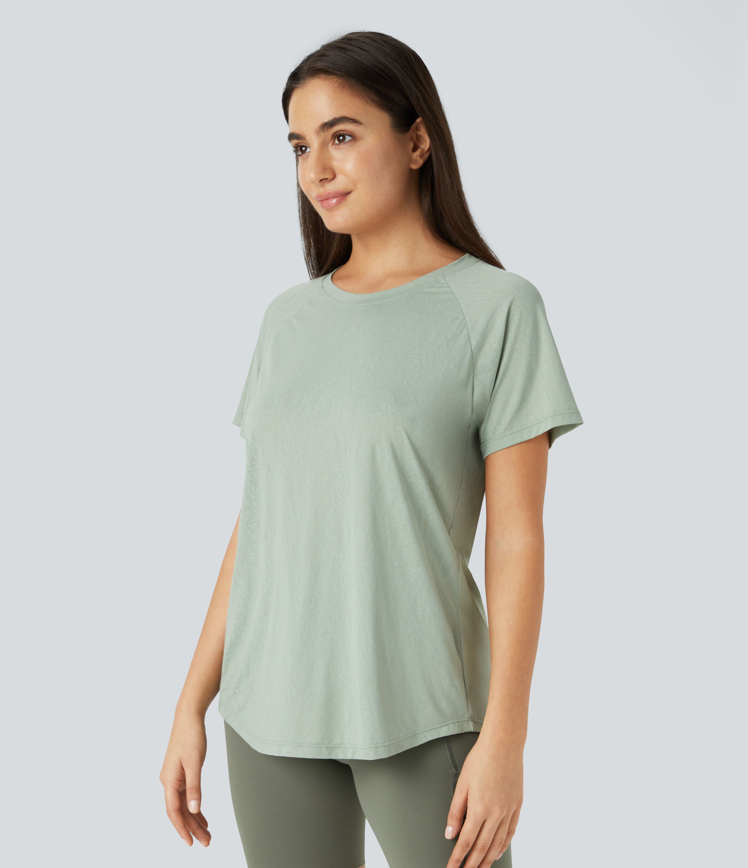 Halara Cut Out Jacquard Tennis Sports Top  - Jadeite - S 