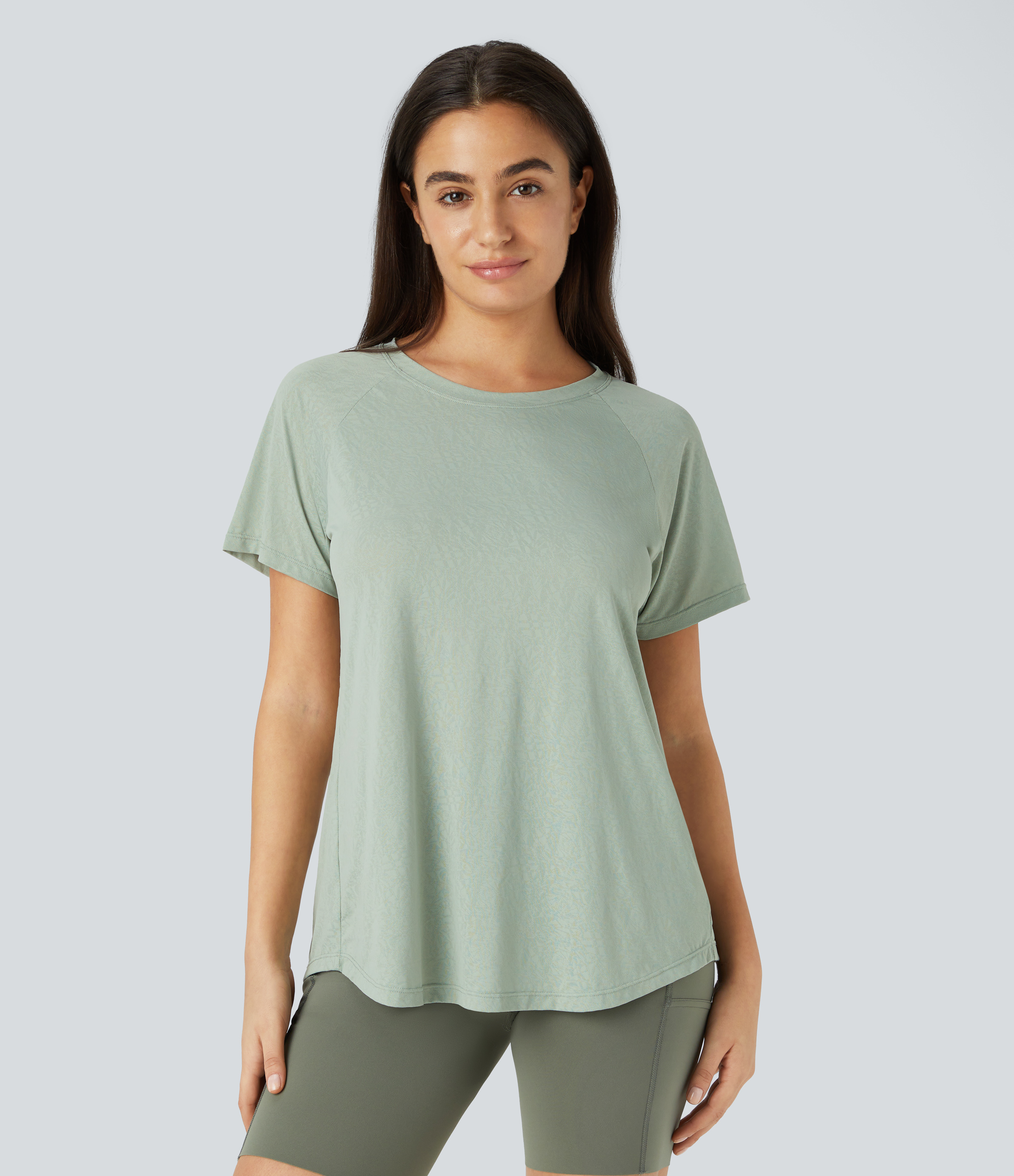 Halara Cut Out Jacquard Tennis Sports Top  - Jadeite - S 