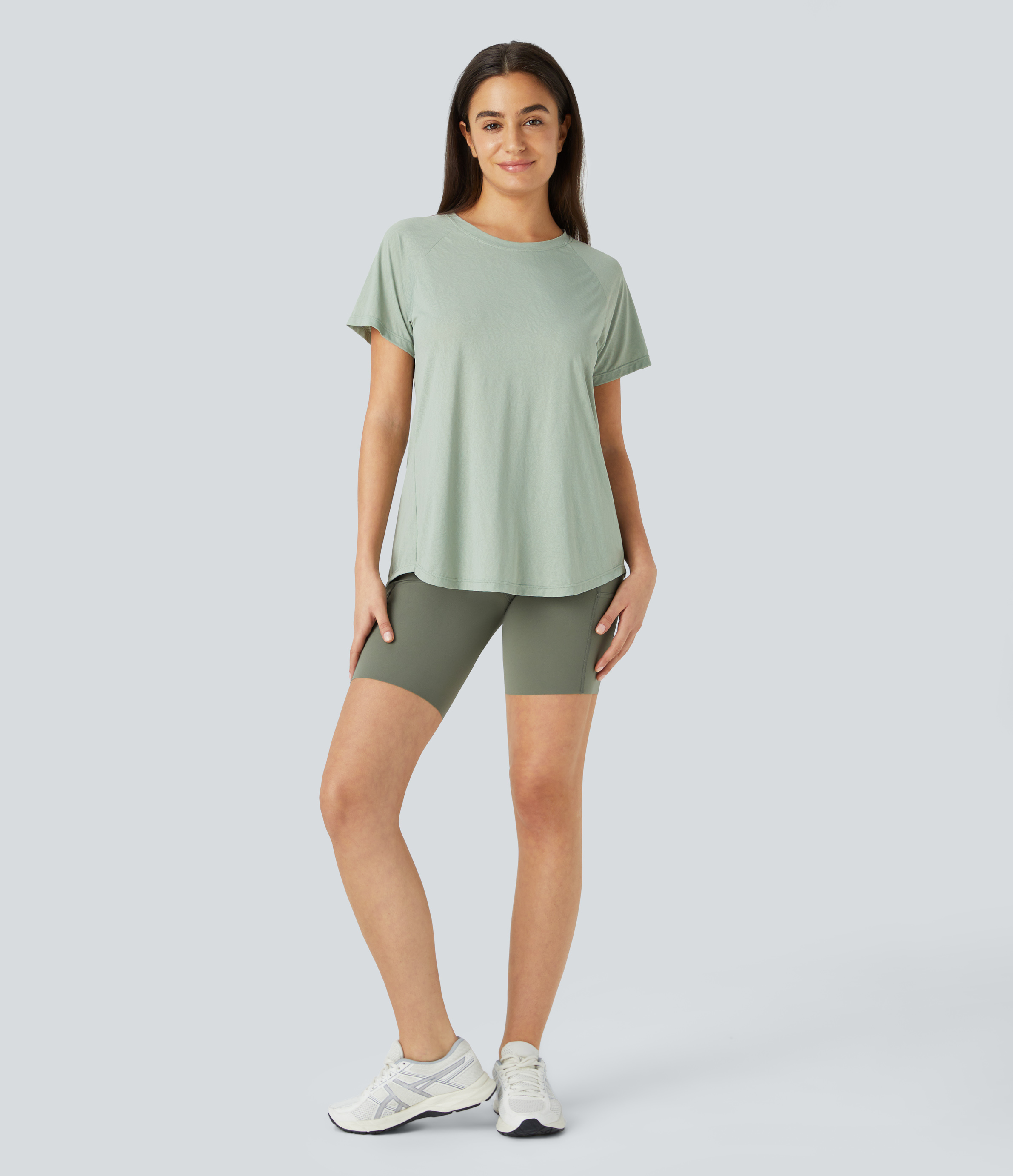 Halara Cut Out Jacquard Tennis Sports Top  - Jadeite - S 
