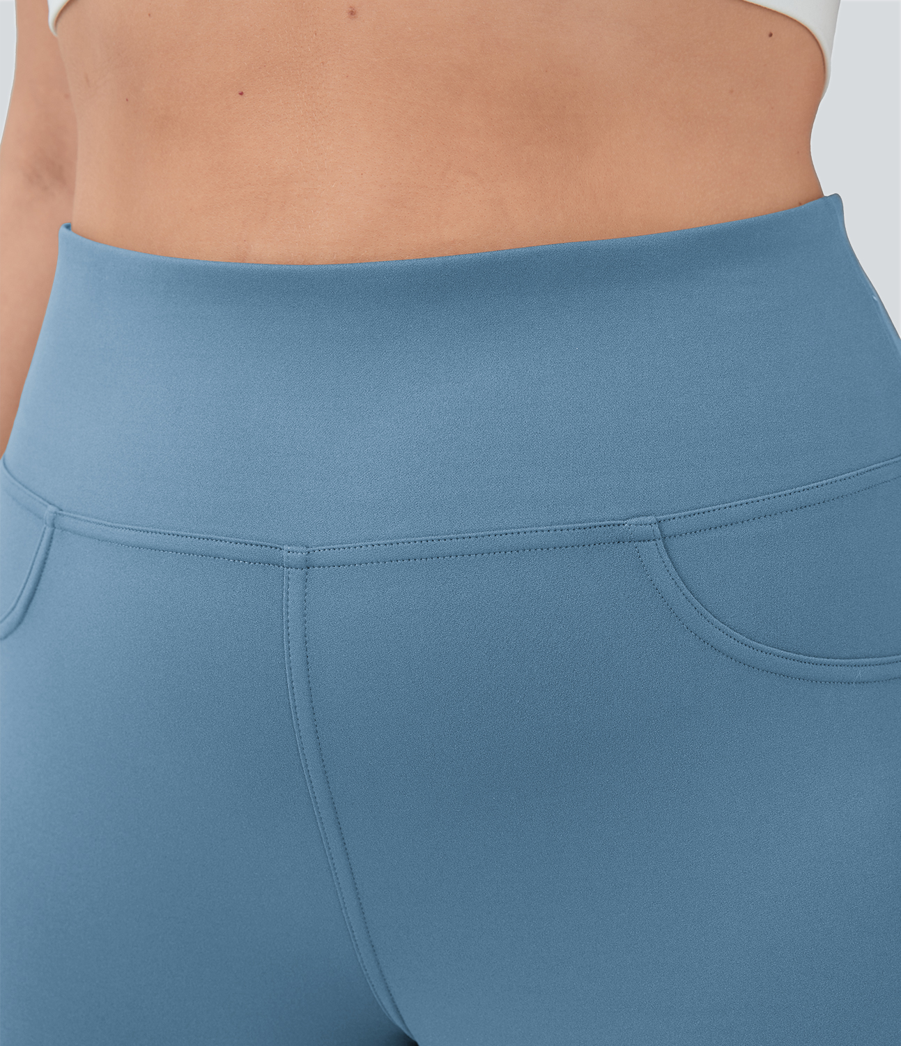 Halara High Waisted Back Pocket Flare Yoga Plus Size Leggings  - Light Azure - 1X(regular) 